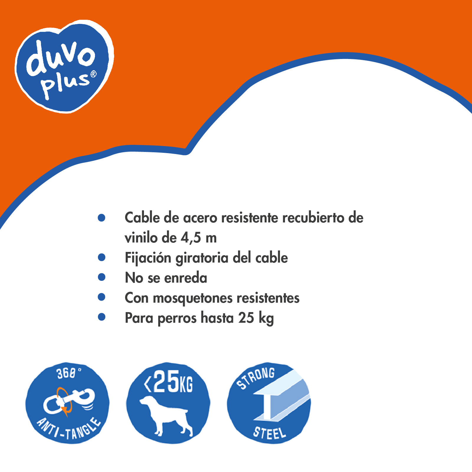 DUVO CABLE DE AMARRE CON MOSQUETONES 4.5 M