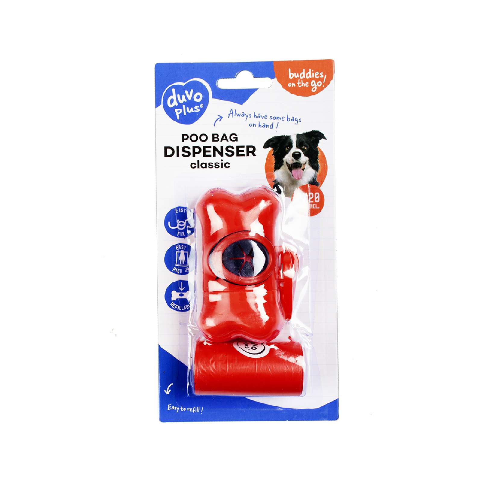 DUVO DISPENSADOR HUESO ROJO BOLSAS HIGIENICAS 2 x 20 UNI