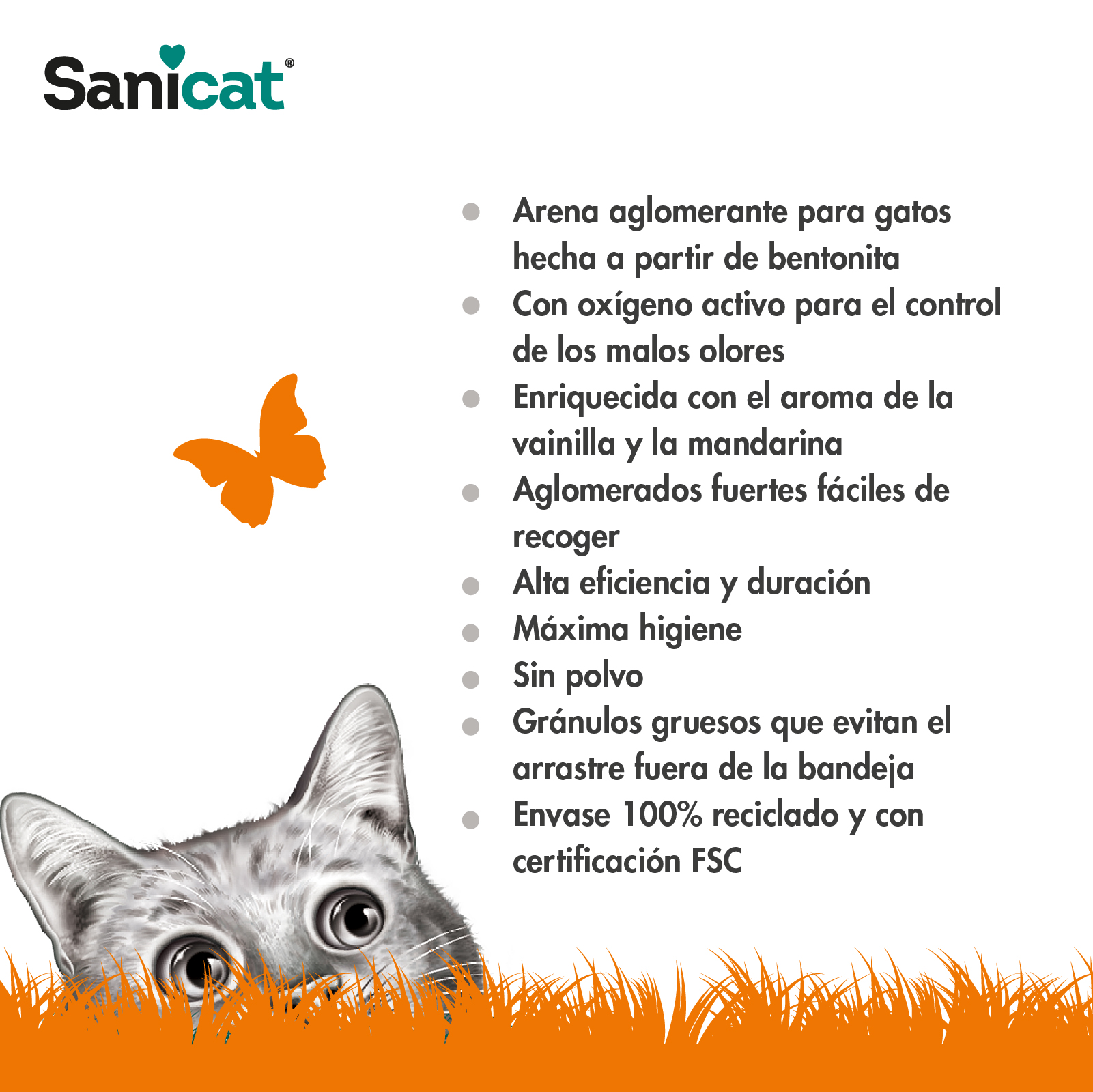 SANICAT BENTONITA AGLOMERANTE CLUMPING AROMA DUO VAINILLA Y MANDARINA 8 LTS ( Kg)