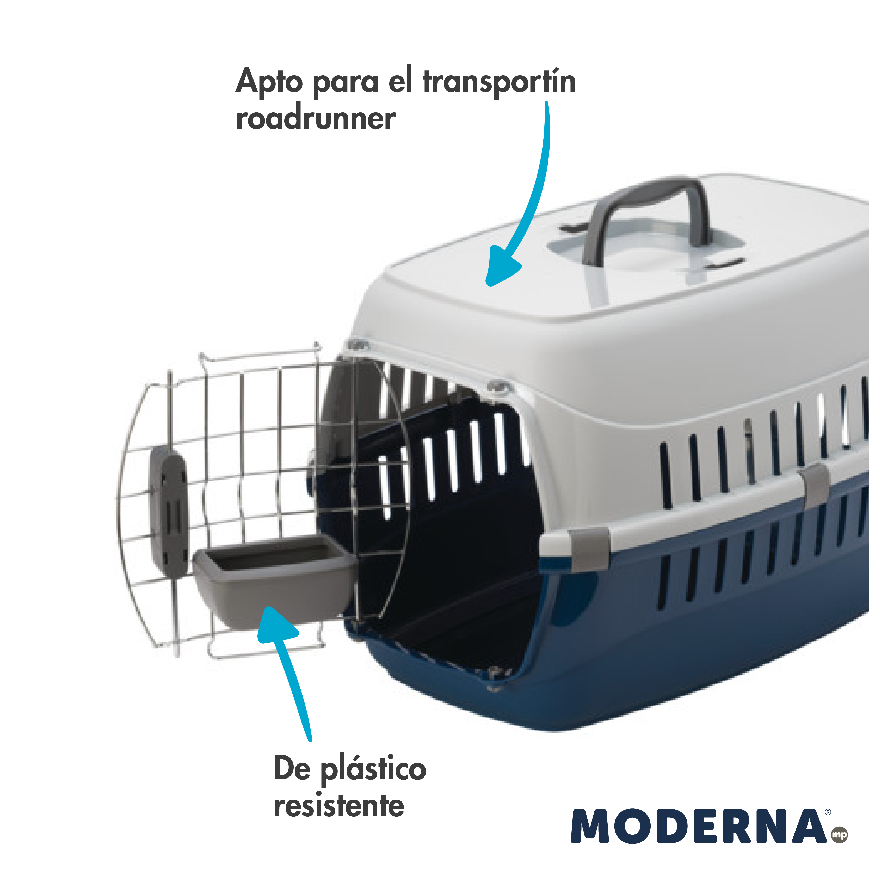 MODERNA COMEDERO TRANSPORTIN ROADRUNNER GRIS