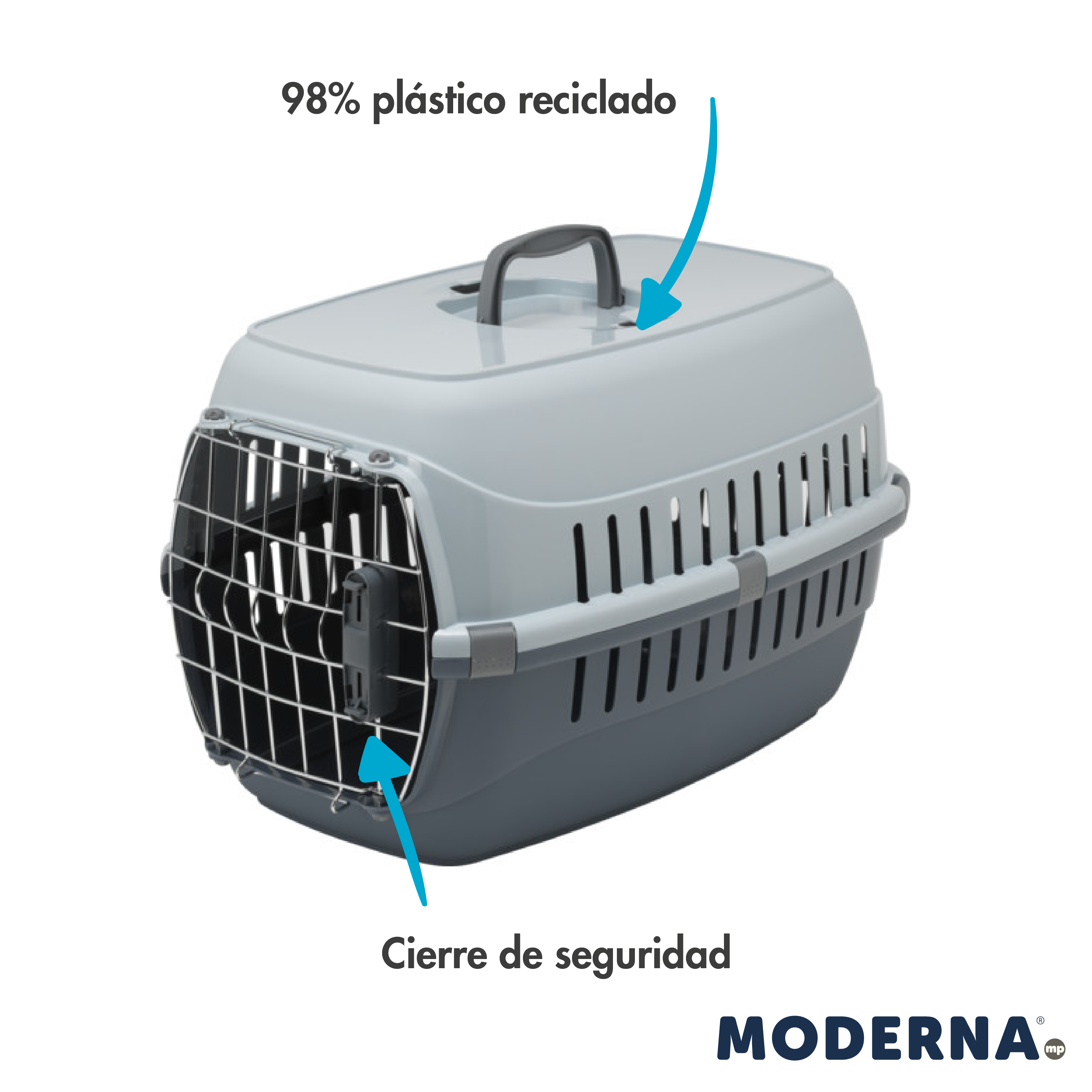 MODERNA RECYCLED TRANSPORTIN PUERTA IATA ROADRUNNER 1 (48,6 x 32,3 x 30,3 CM)