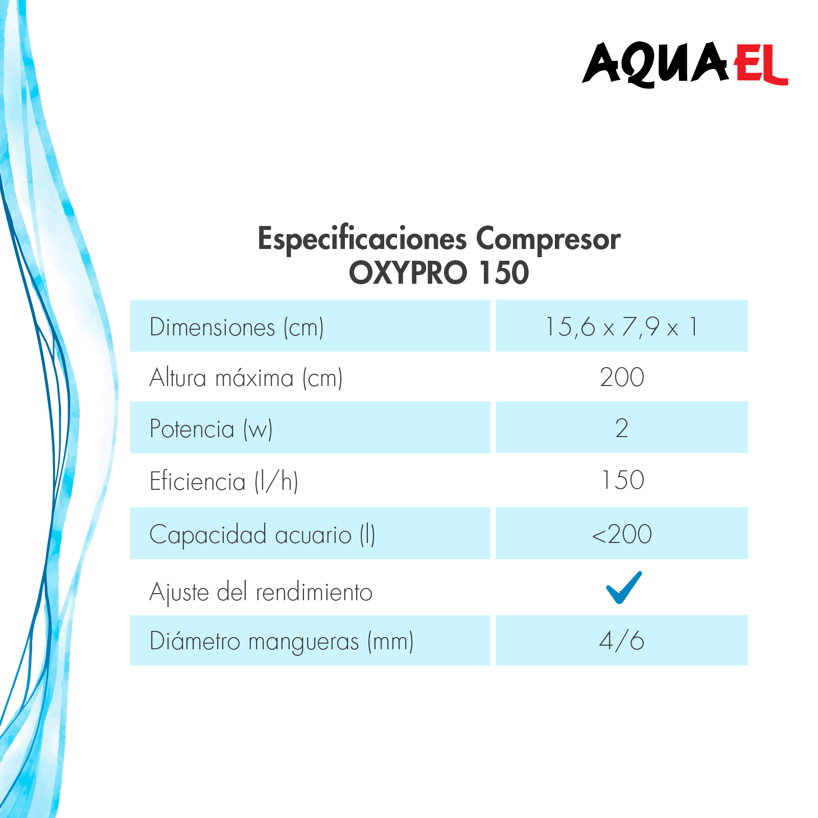 AQUAEL COMPRESOR OXYPRO-150 1 SALIDA
