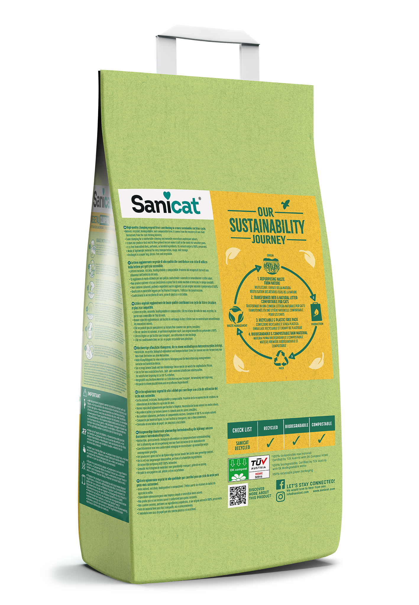 SANICAT NATURA ACTIVA CLUMPING RECYCLED 10 LTS