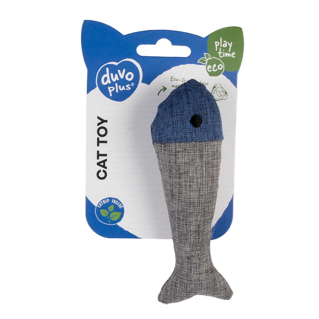 DUVO JUGUETE GATO ECO PESCADO AZUL Y GRIS 13,5 x 4,5 x 3 CM