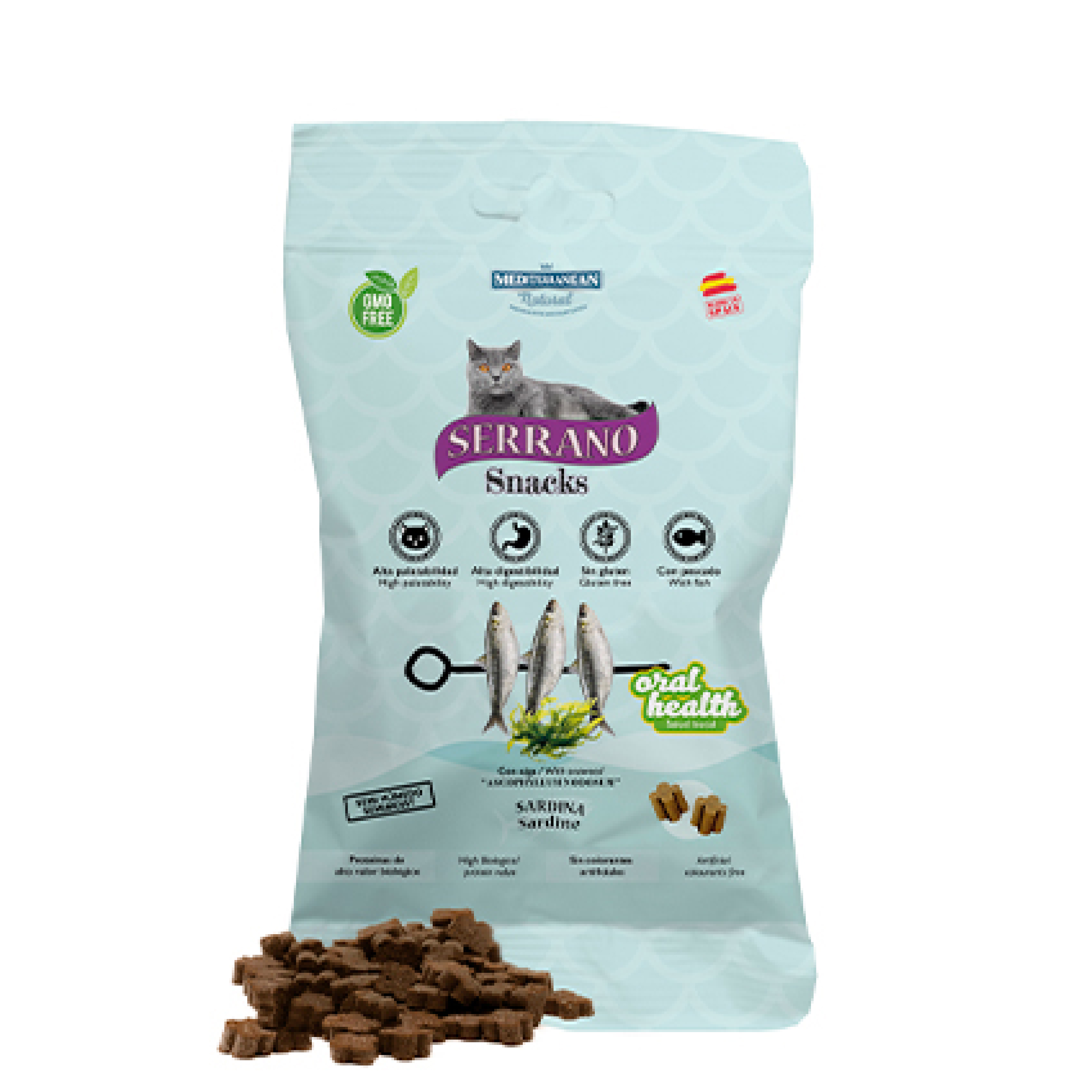 MDT NEW SERRANO SNACKS GATO SALUD BUCAL SARDINA 50 GR