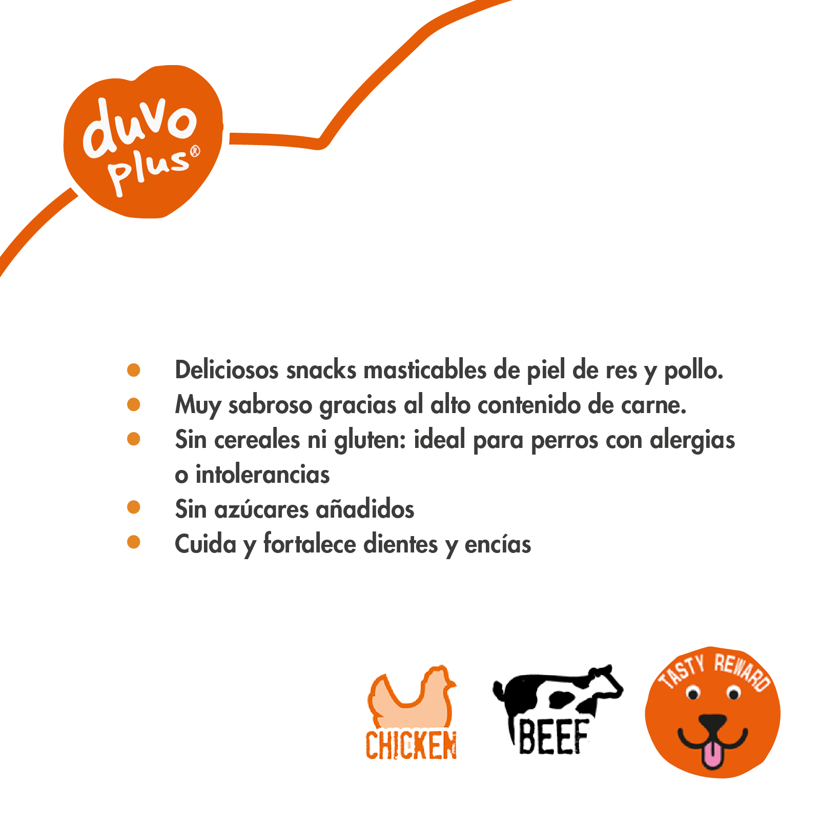 DUVO MEAT ESPIRAL DE POLLO Y PIEL LARGE 25-27 CM BOLSA 520 GR 8 UNI