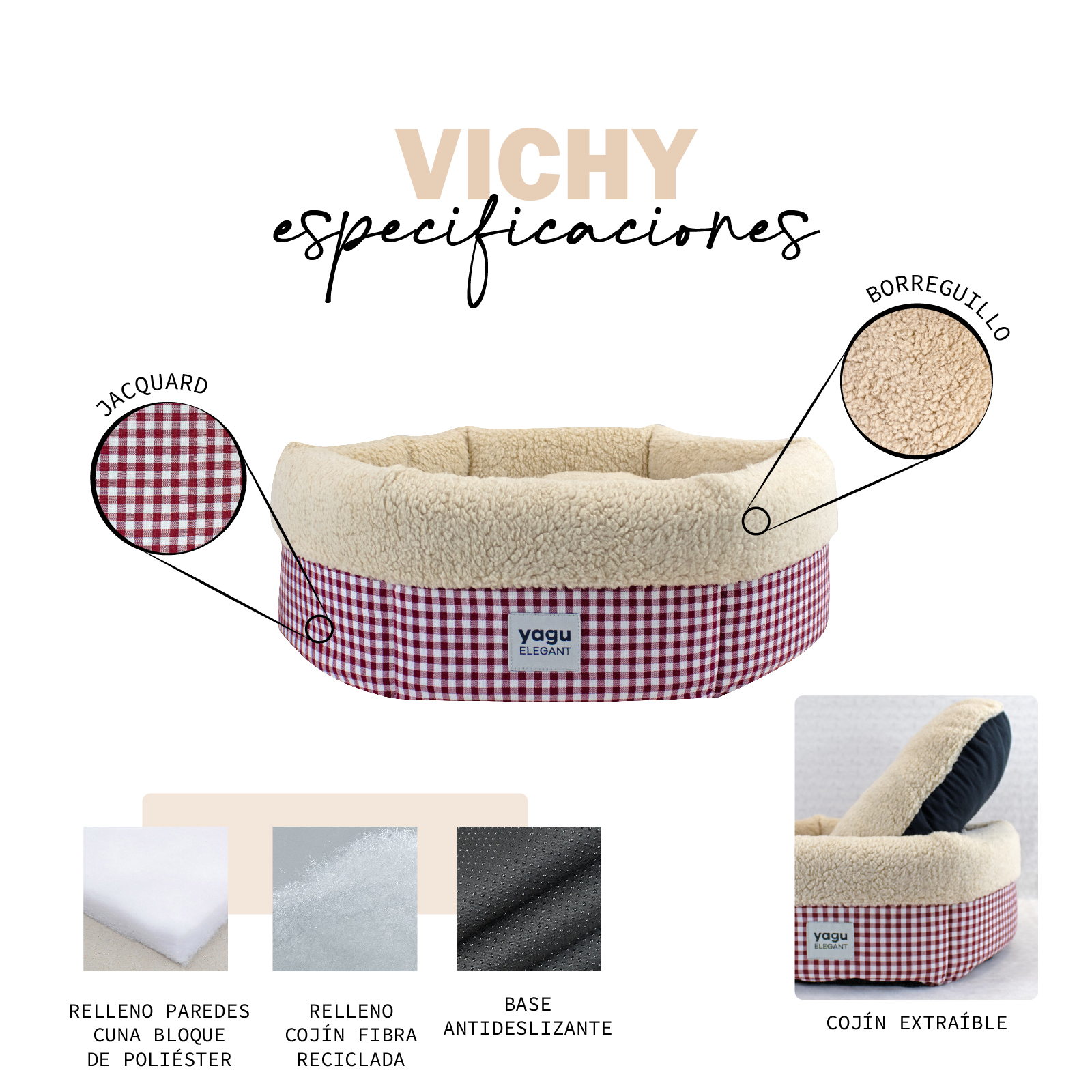 YAGU CUNA ROYAL VICHY GRANA T-U  48 x 48 x 17 CM