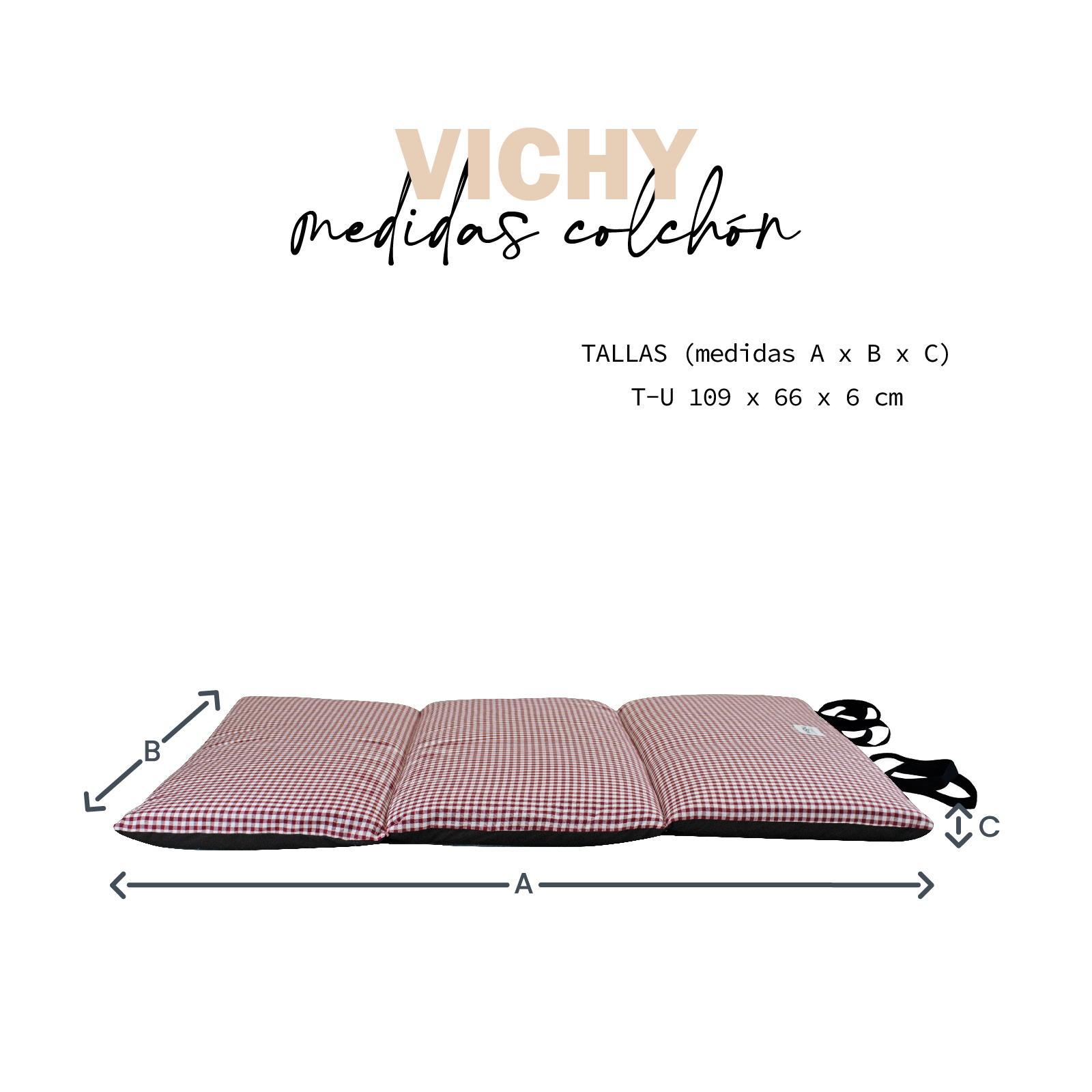 YAGU COLCHON ZENDA VICHY GRANA T-U  109 x 66 x 6 CM