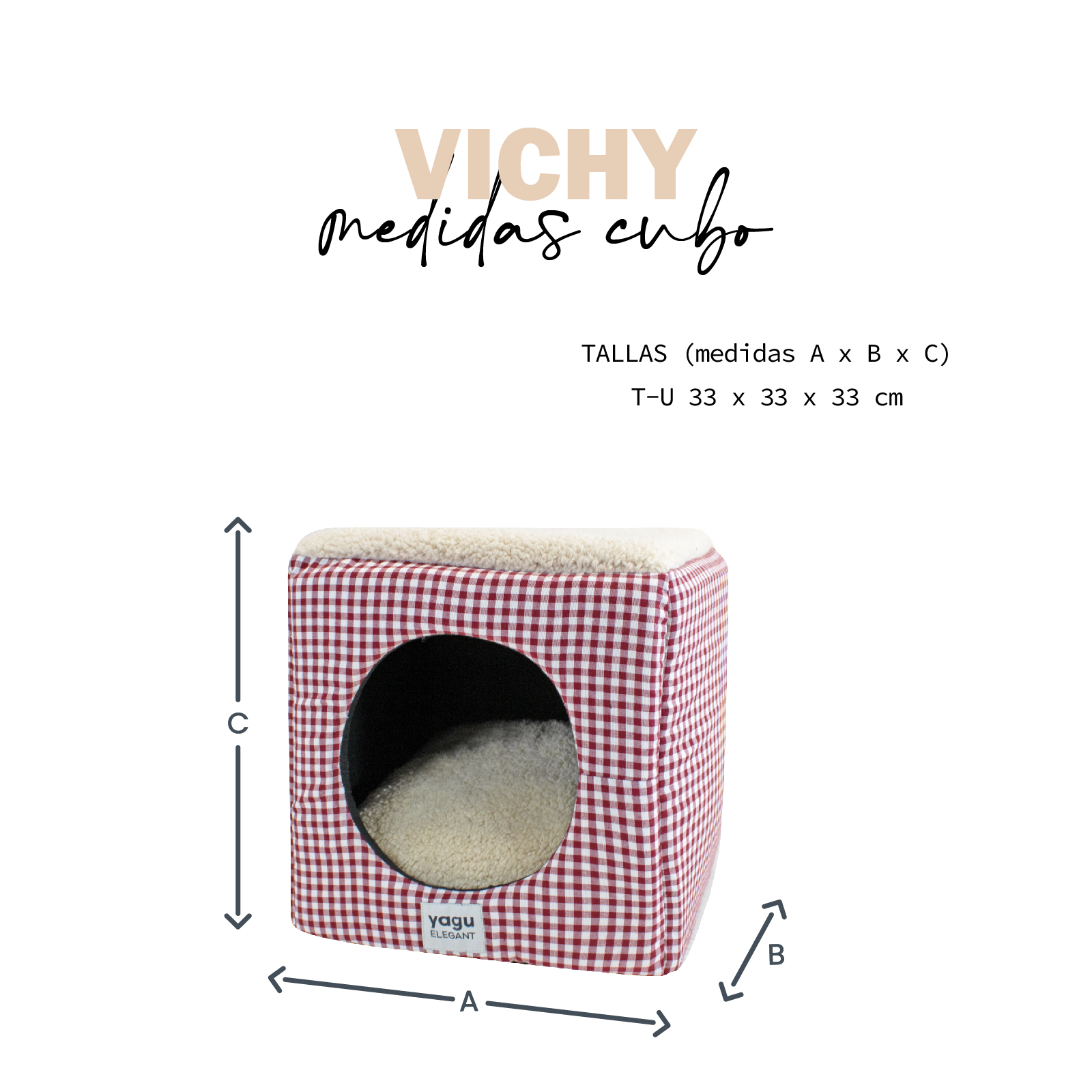 YAGU CUBO VICHY GRANA T-U  33 x 33 x 33 CM