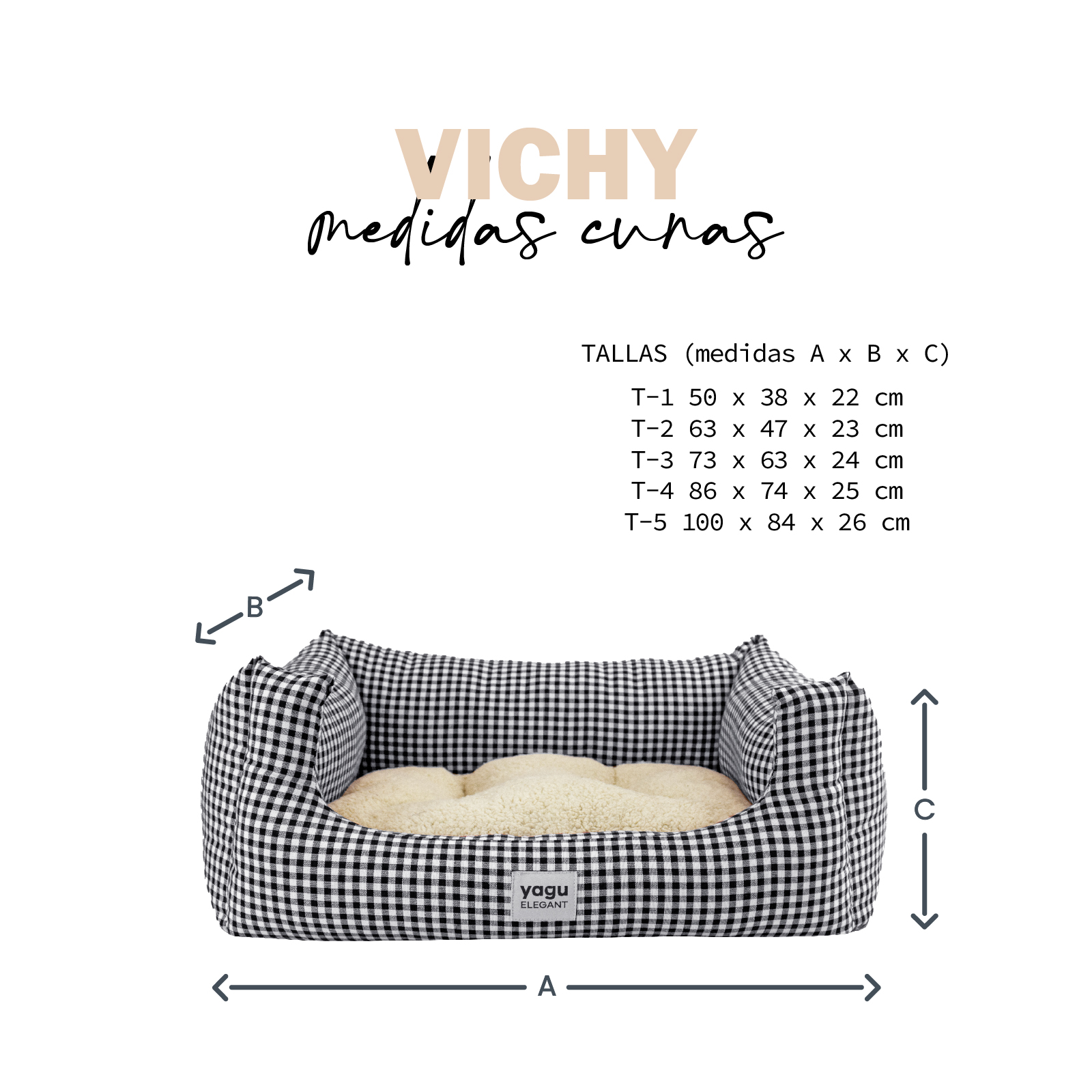 YAGU CUNA CONFORT VICHY NEGRO