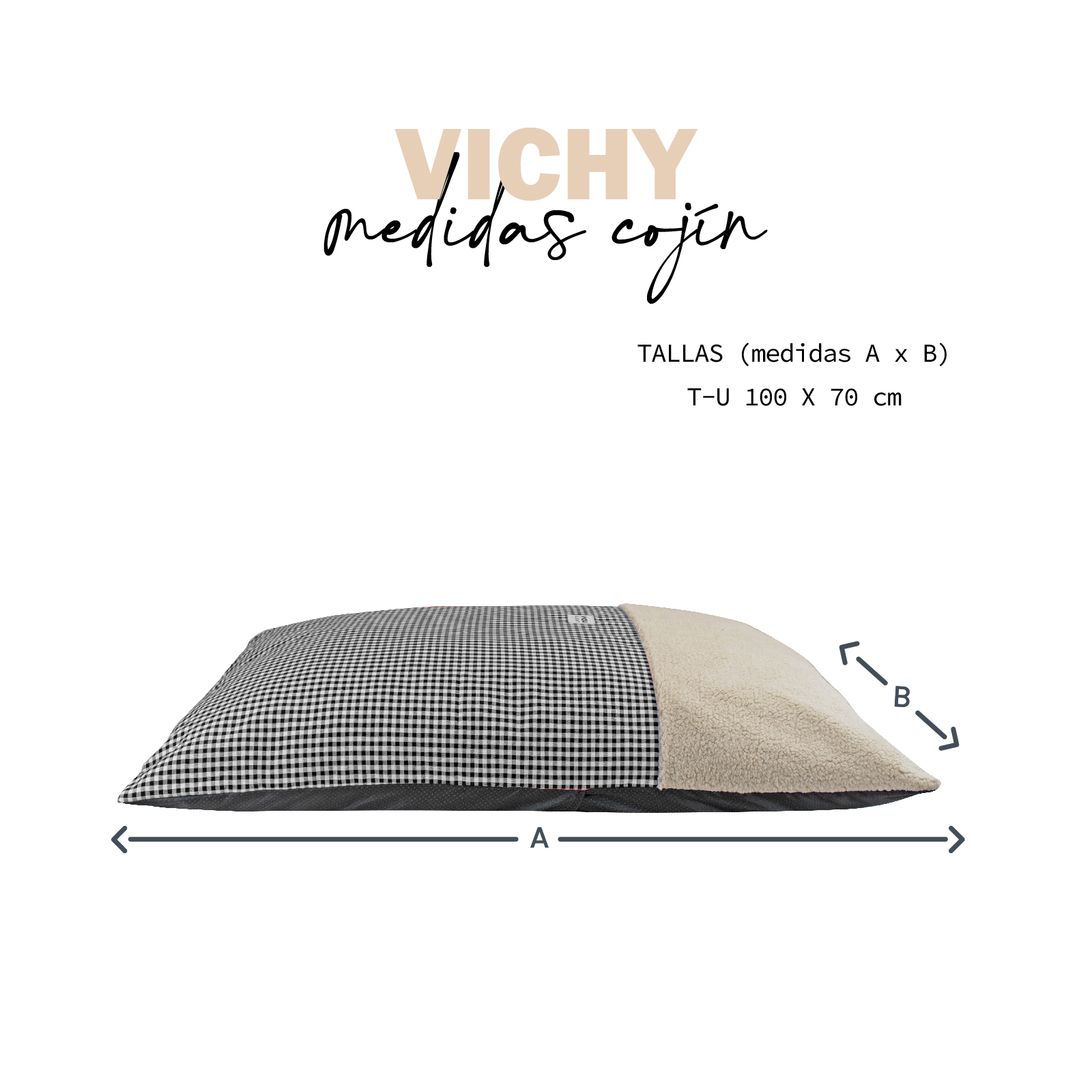 YAGU COJIN EOS VICHY NEGRO T-U  100 x 70 CM