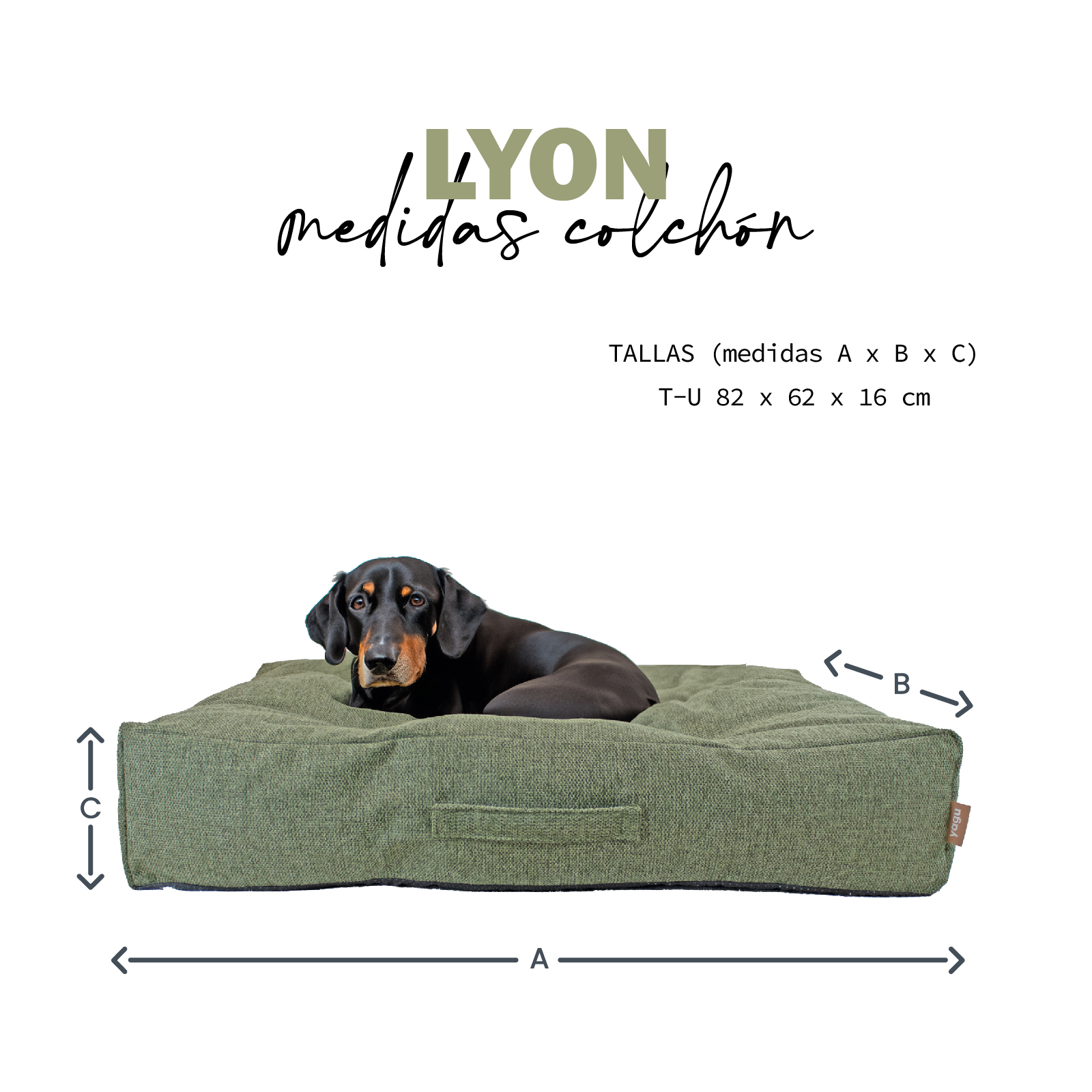 YAGU COLCHON HERMES LYON MENTA T-1  82 x 62 x 16 CM