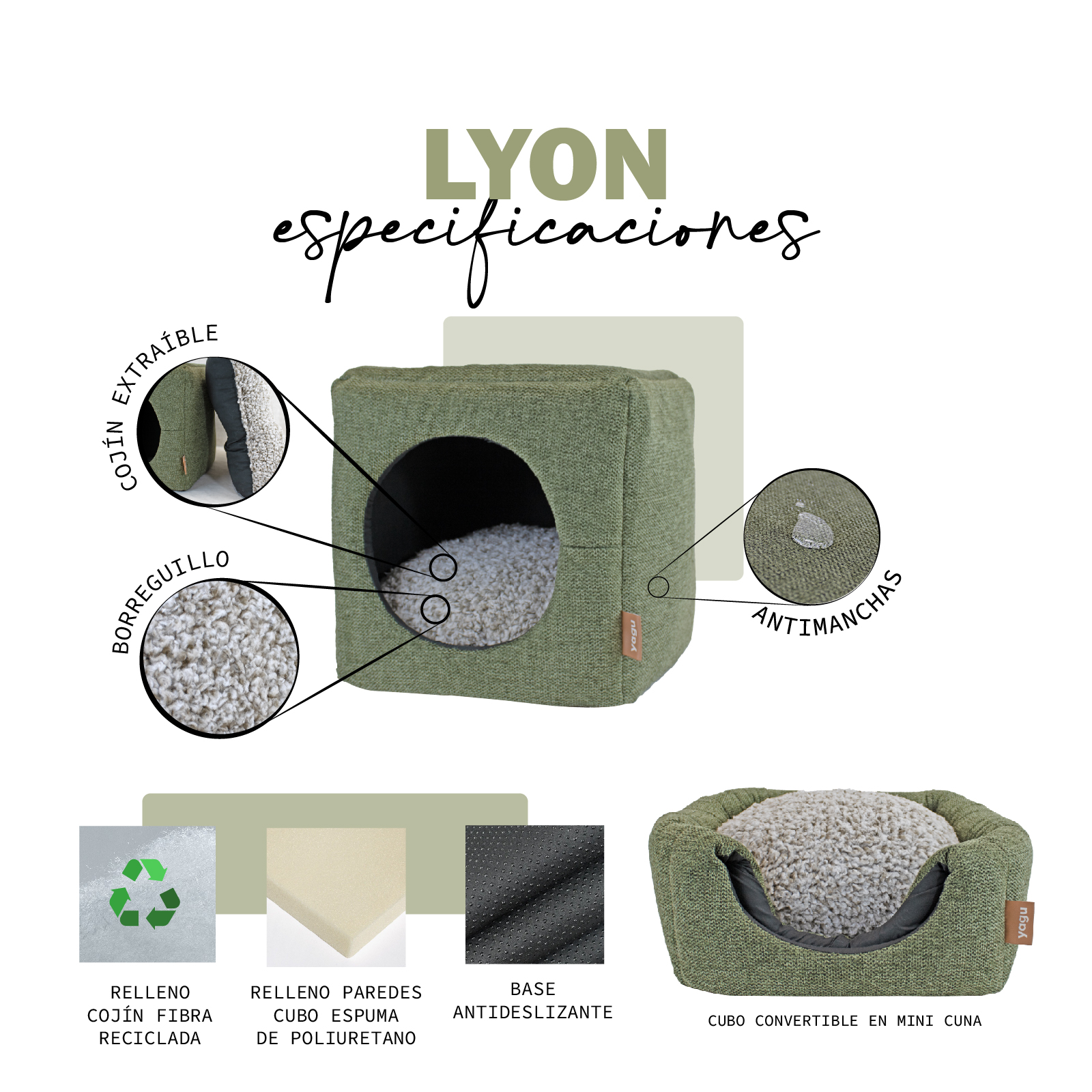 YAGU CUBO LYON MENTA T-U  33 x 33 x 33 CM