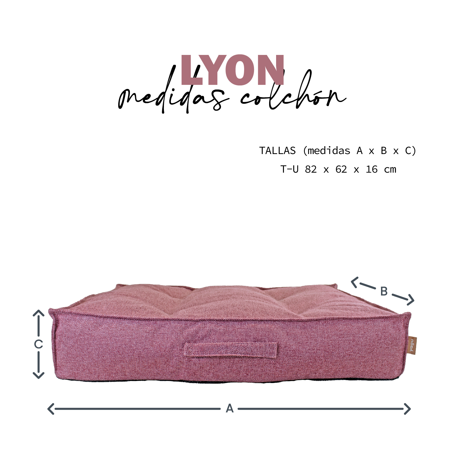 YAGU COLCHON HERMES LYON ROSA T-1  82 x 62 x 16 CM