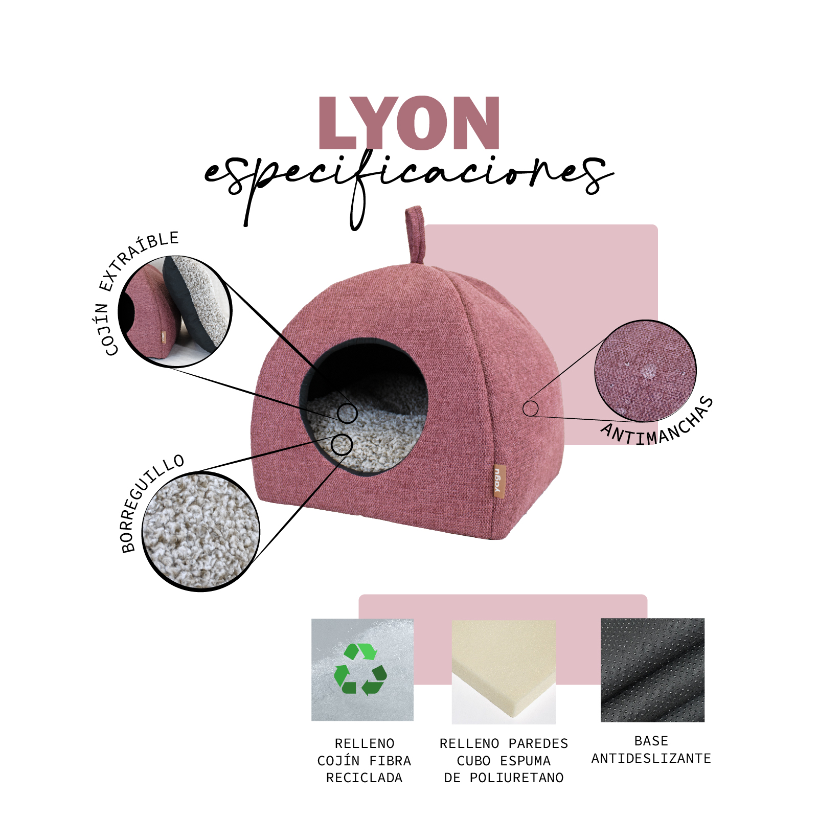 YAGU IGLOO LYON ROSA T-U  40 x 40 x 40 CM