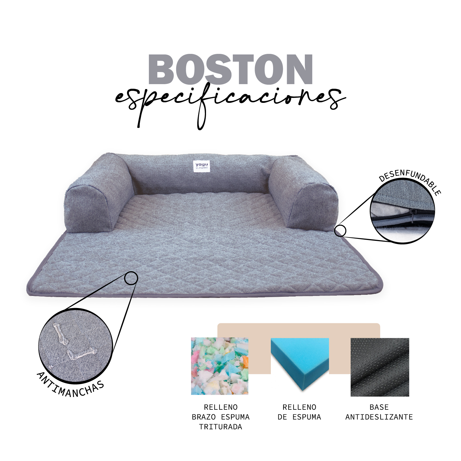 YAGU SOFA MANTA BOSTON T-U  87 x 68 x 12 CM