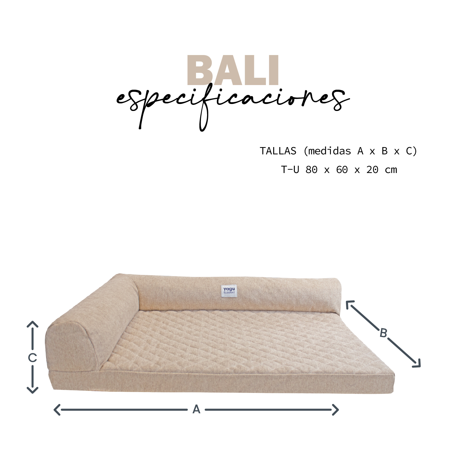 YAGU CUNA ESQUINERA BALI T-U  80 x 60 x 20 CM