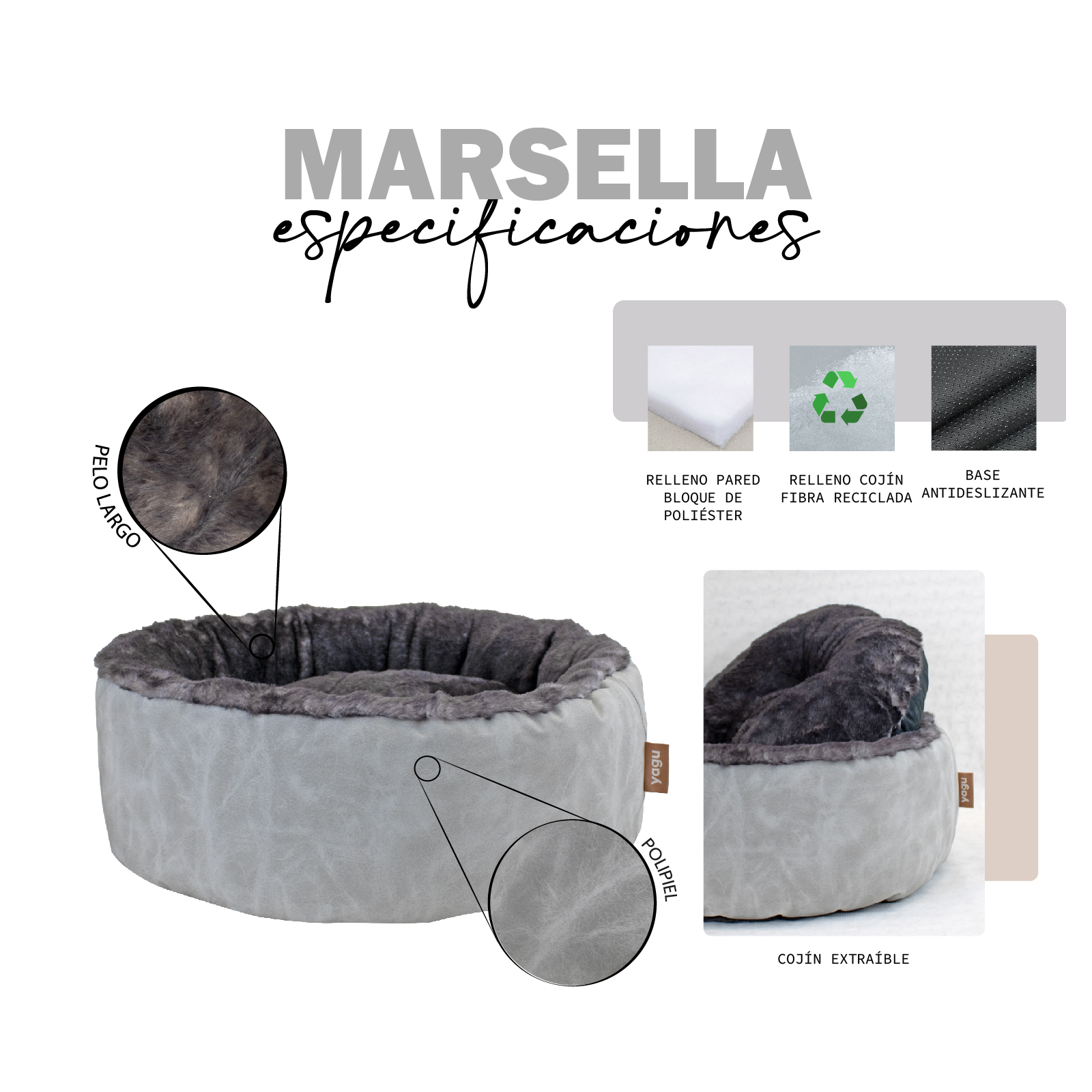 YAGU CUNA VALLE MARSELLA T-U  48 x 48 x 17 CM