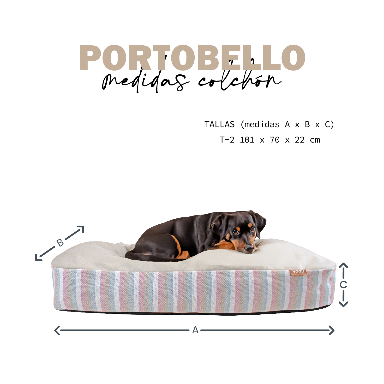 YAGU COLCHON HAPPY PORTOBELLO T-2  101 x 70 x 22 CM