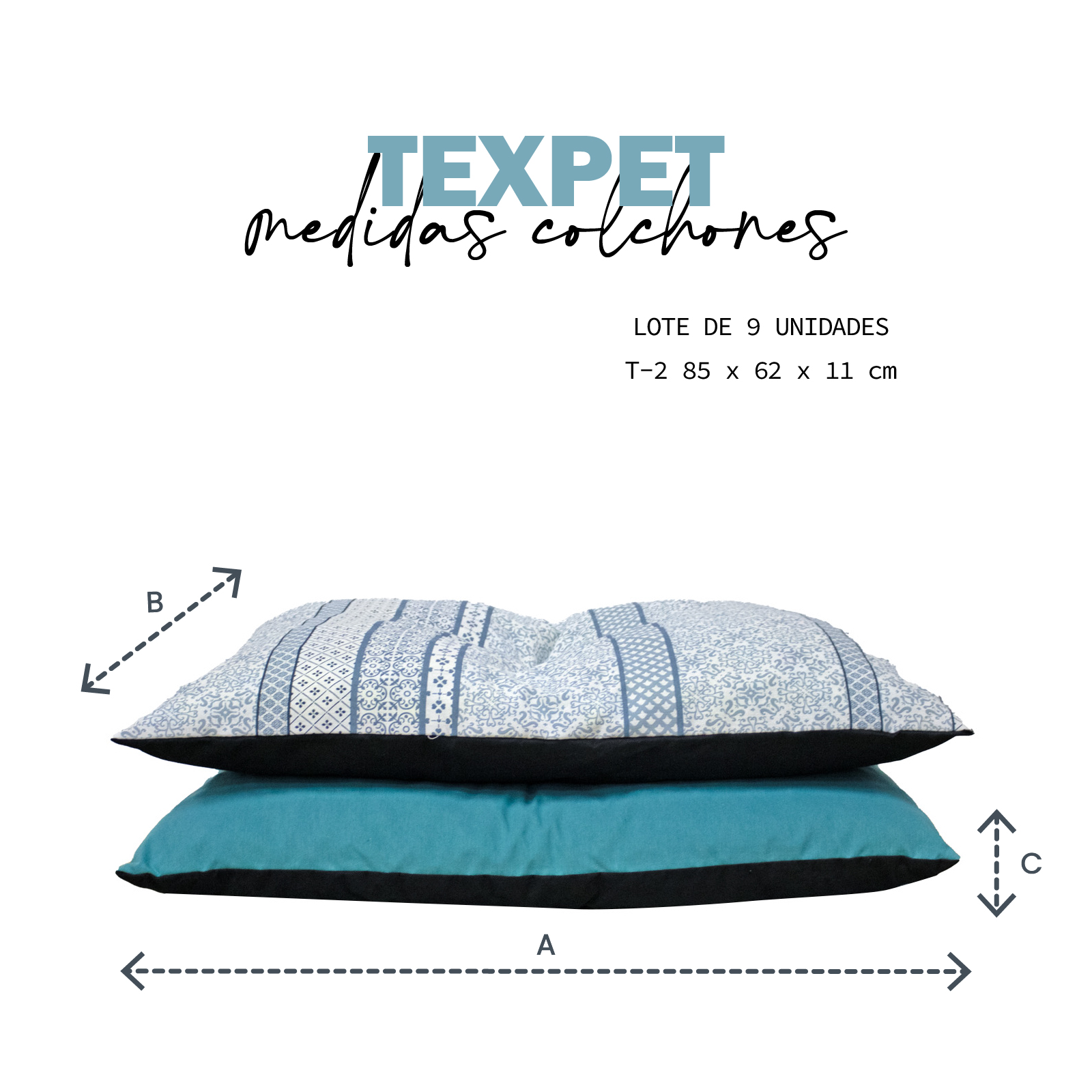 TEXPET LOTE COLCHON PAW LONETA  T-2 85 x 62 x 11 CM