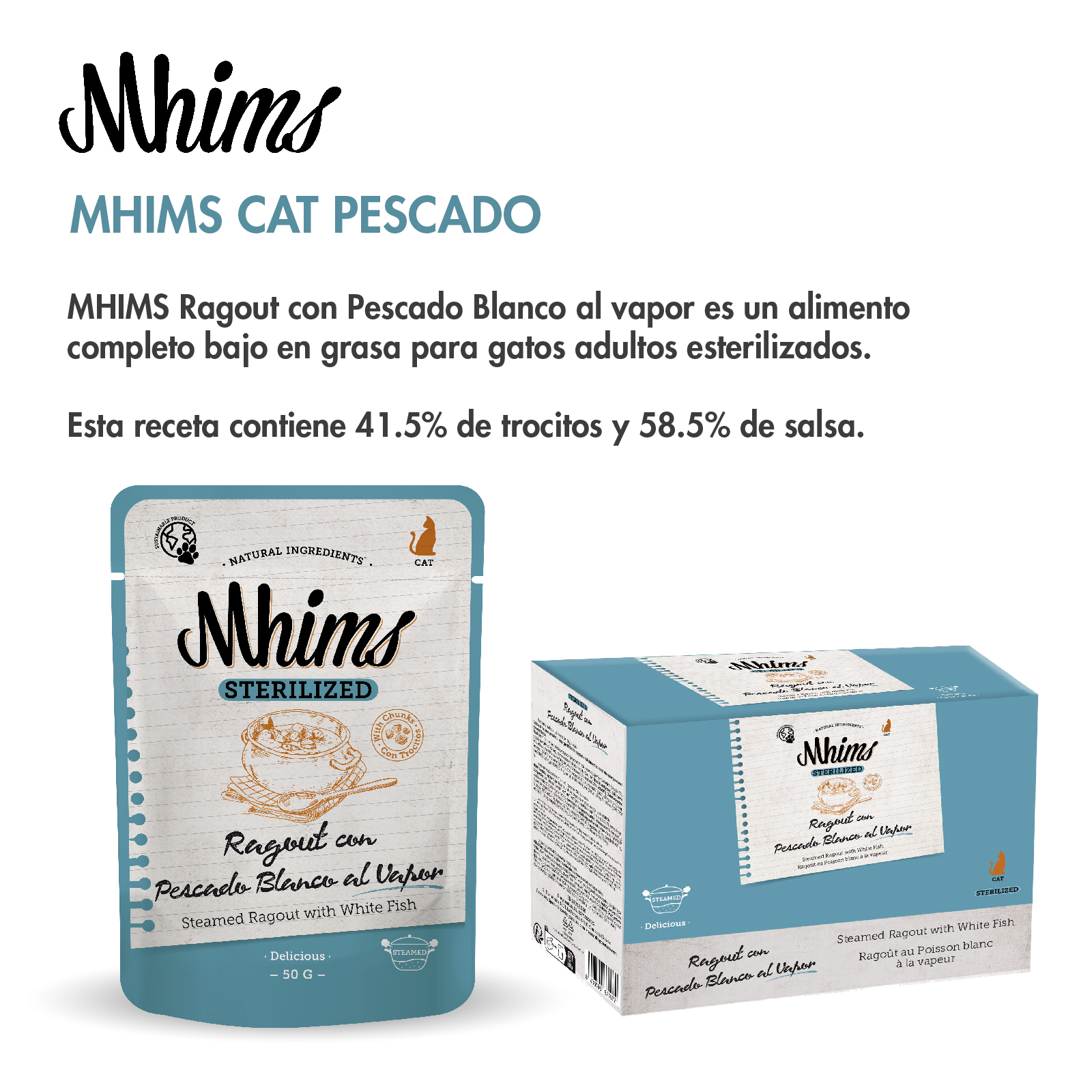 DNG MHIMS CAT RAGOUT STERILIZED CON PESCADO BLANCO AL VAPOR 85 GR