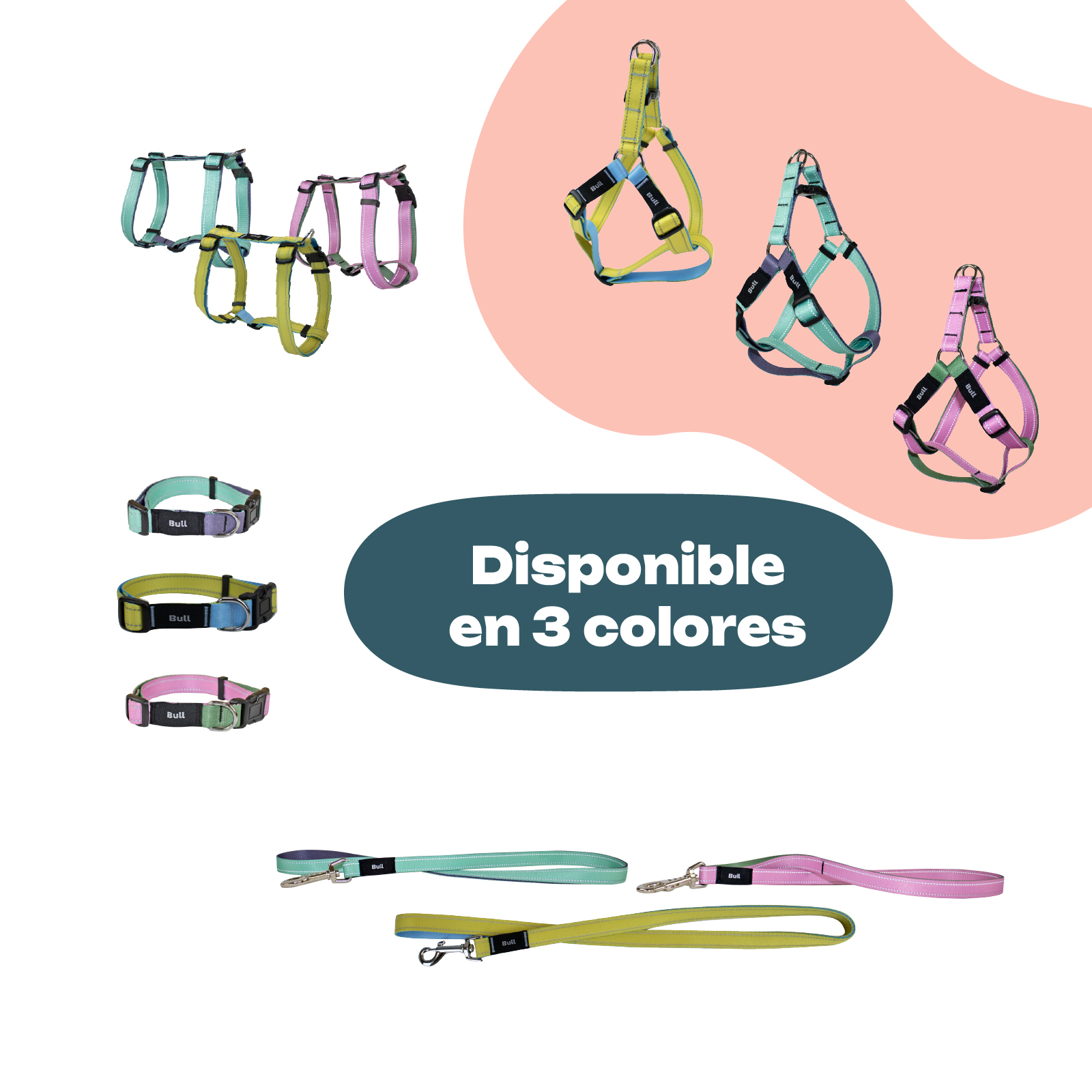 YAGU PASEO COLLAR NYLON REFLECTANTE PINK