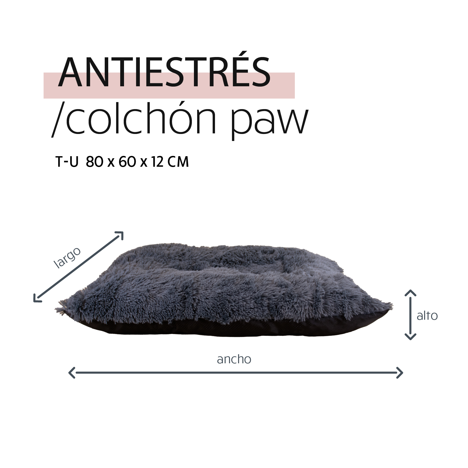 YAGU DESCANSO COLCHON PAW ANTIESTRES MARRON T-U  80 x 60 x 12 CM