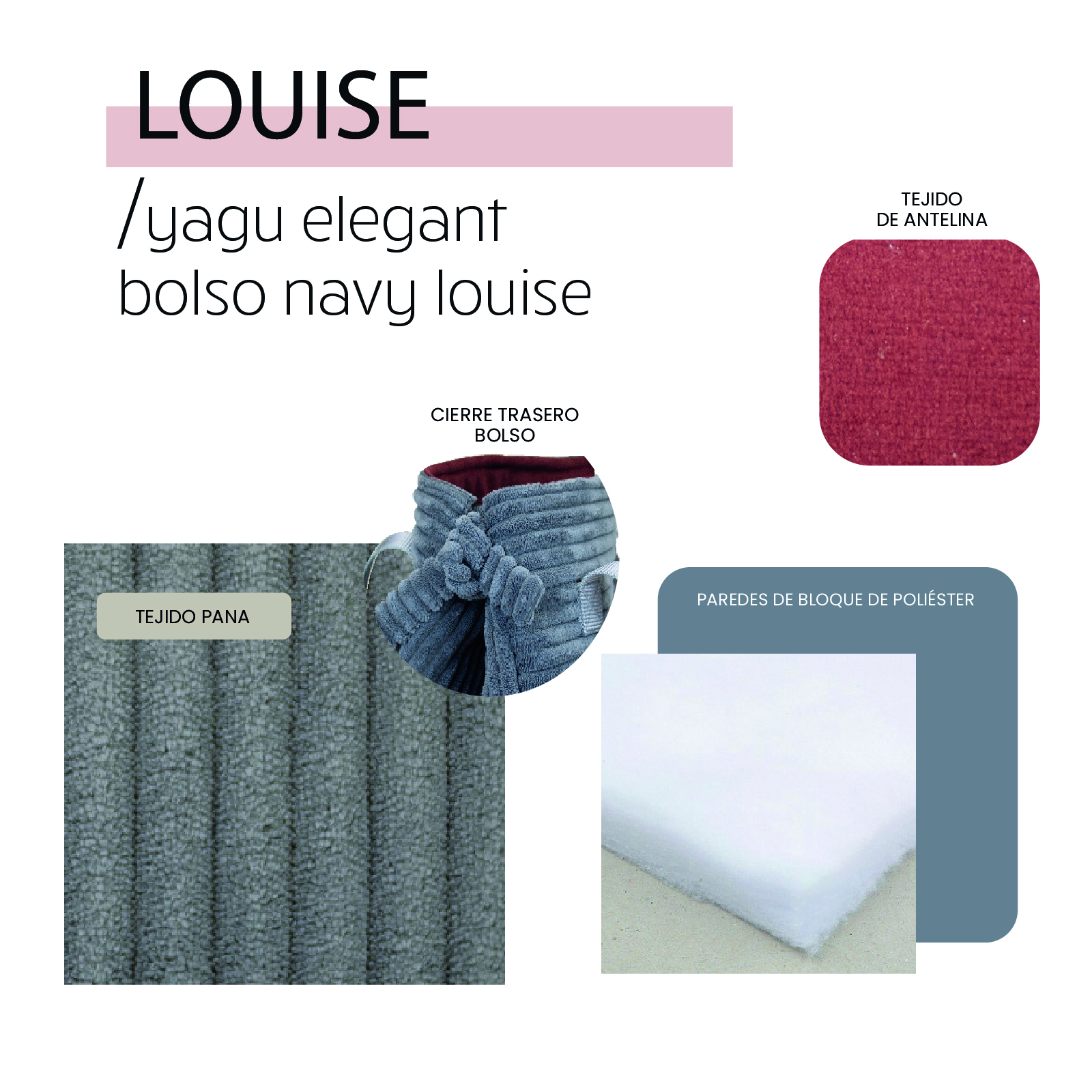 YAGU DESCANSO BOLSO NAVY LOUISE T-U  39 x 21 x 34 CM