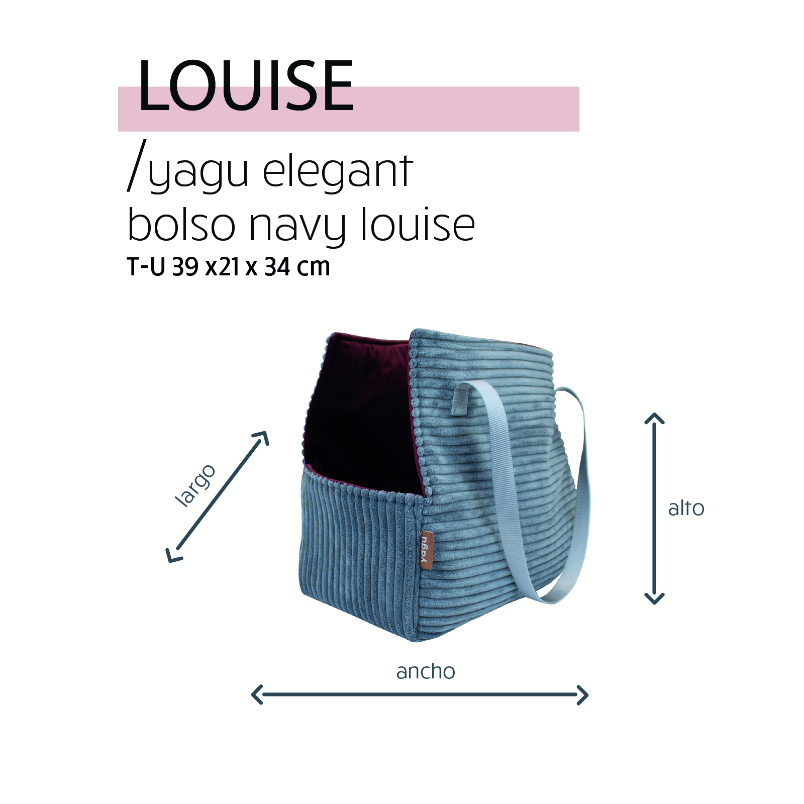 YAGU DESCANSO BOLSO NAVY LOUISE T-U  39 x 21 x 34 CM