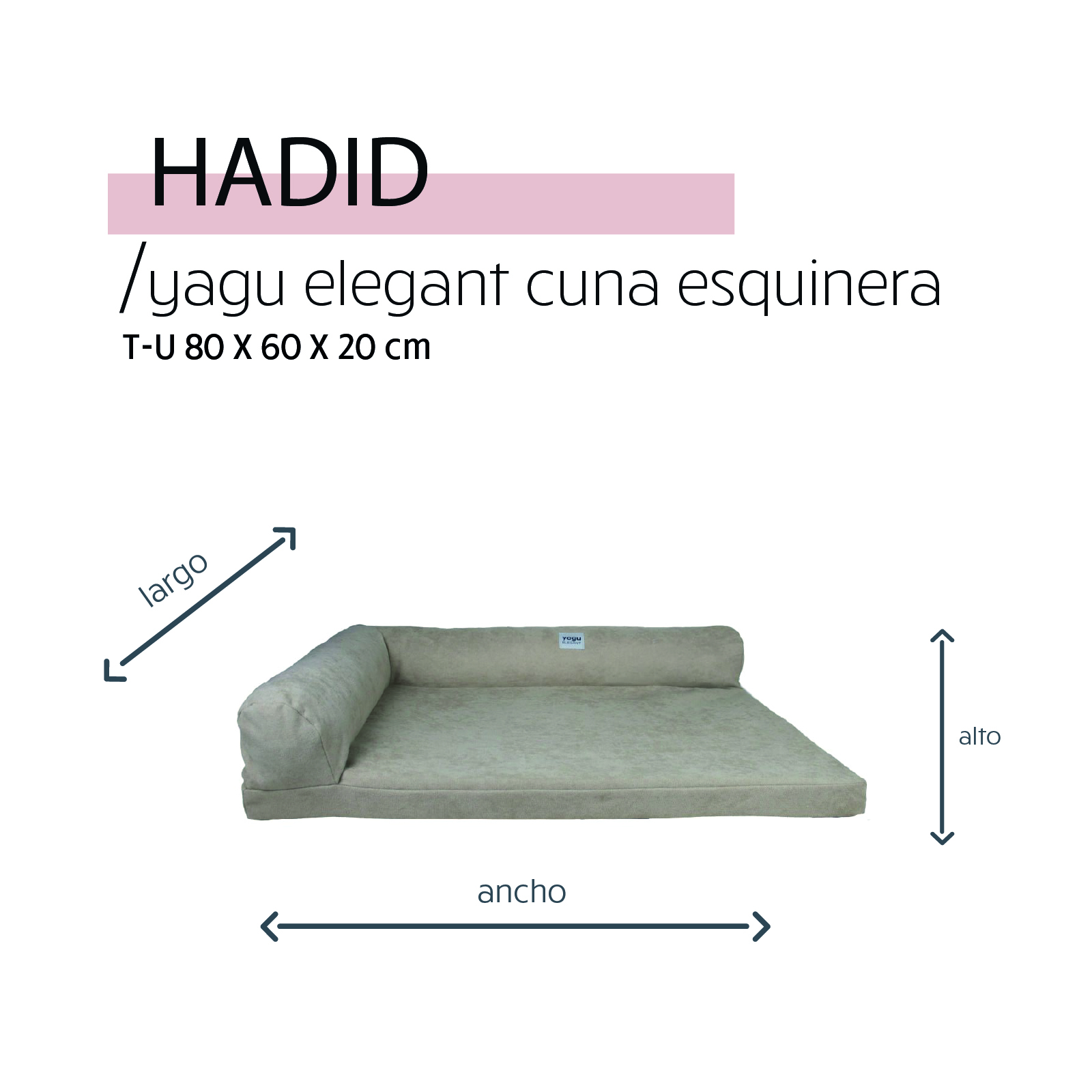 YAGU DESCANSO CUNA ESQUINERA HADID T-U  80 x 60 x 20 CM