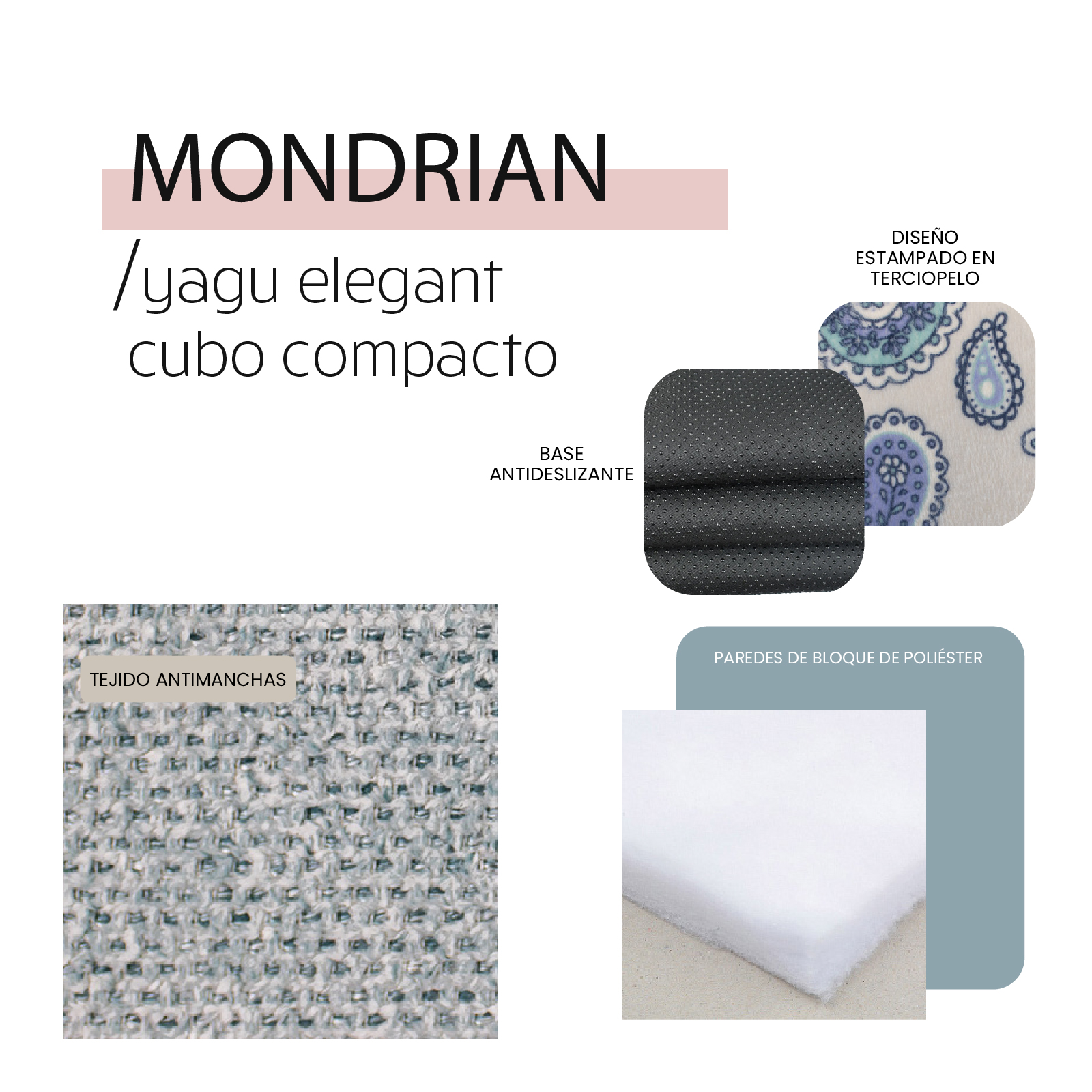 YAGU DESCANSO CUBO COMPACTO MONDRIAN T-U  33 x 33 x 33 CM