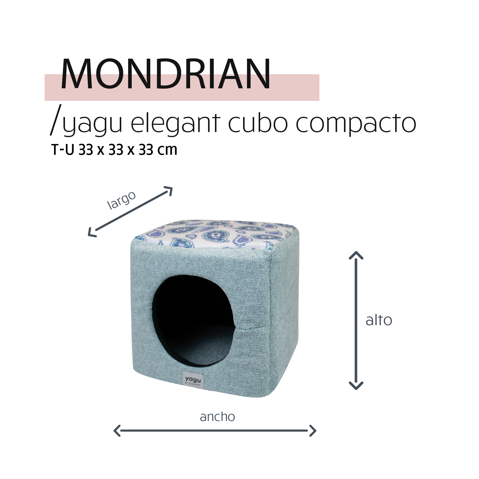 YAGU DESCANSO CUBO COMPACTO MONDRIAN T-U  33 x 33 x 33 CM
