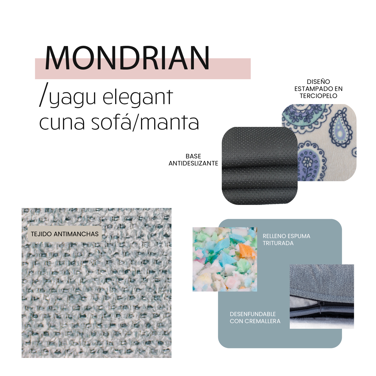 YAGU DESCANSO SOFA MANTA MONDRIAN T-U  87 x 68 x 12 CM