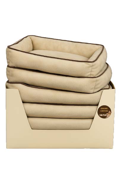 YAGU DESCANSO LOTE CAMA POLAR+ BEIGE T-2  62 x 45 x 14 CM