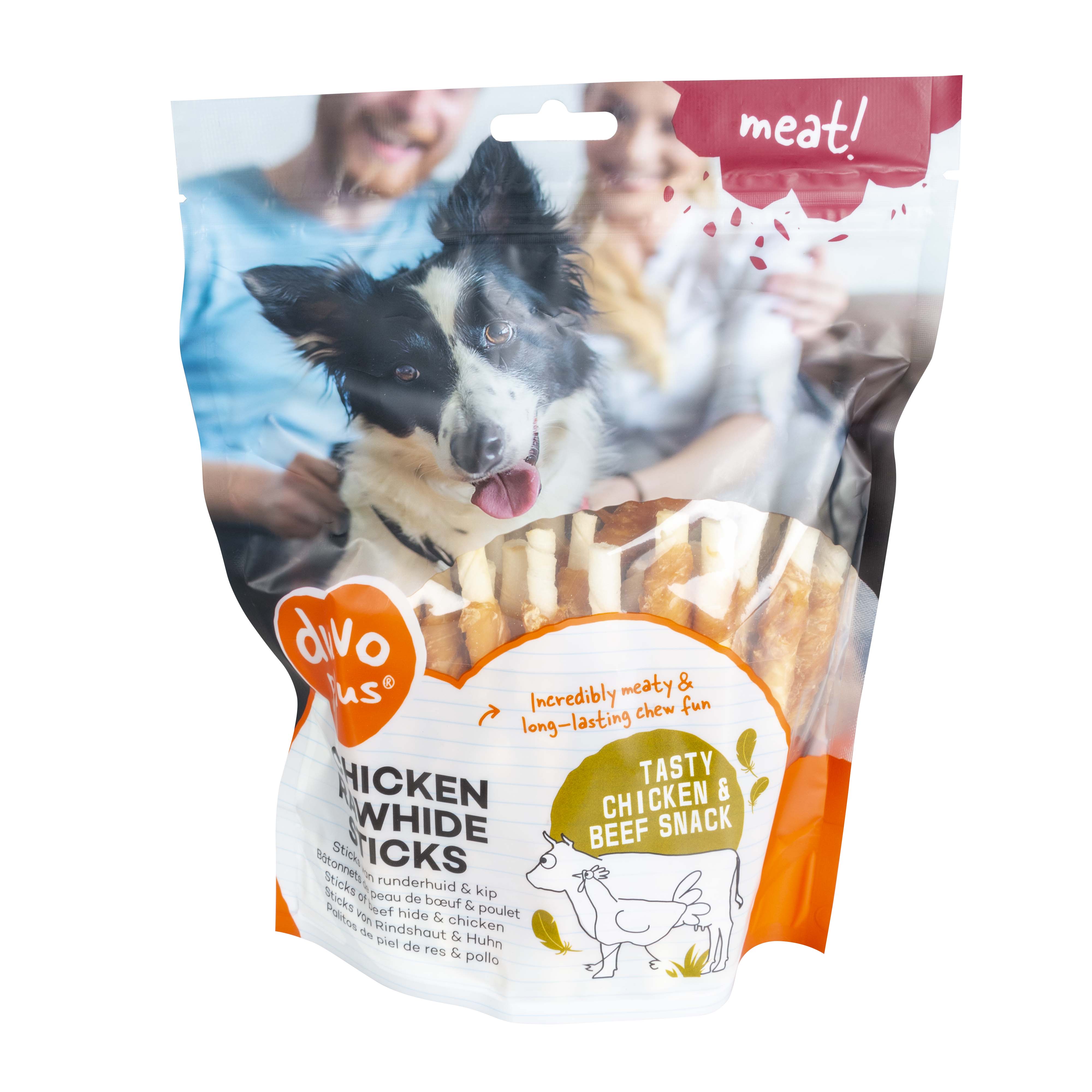 DUVO MEAT! PALOS DE POLLO Y PIEL NATURAL T-S 12,5 CM 400 GR