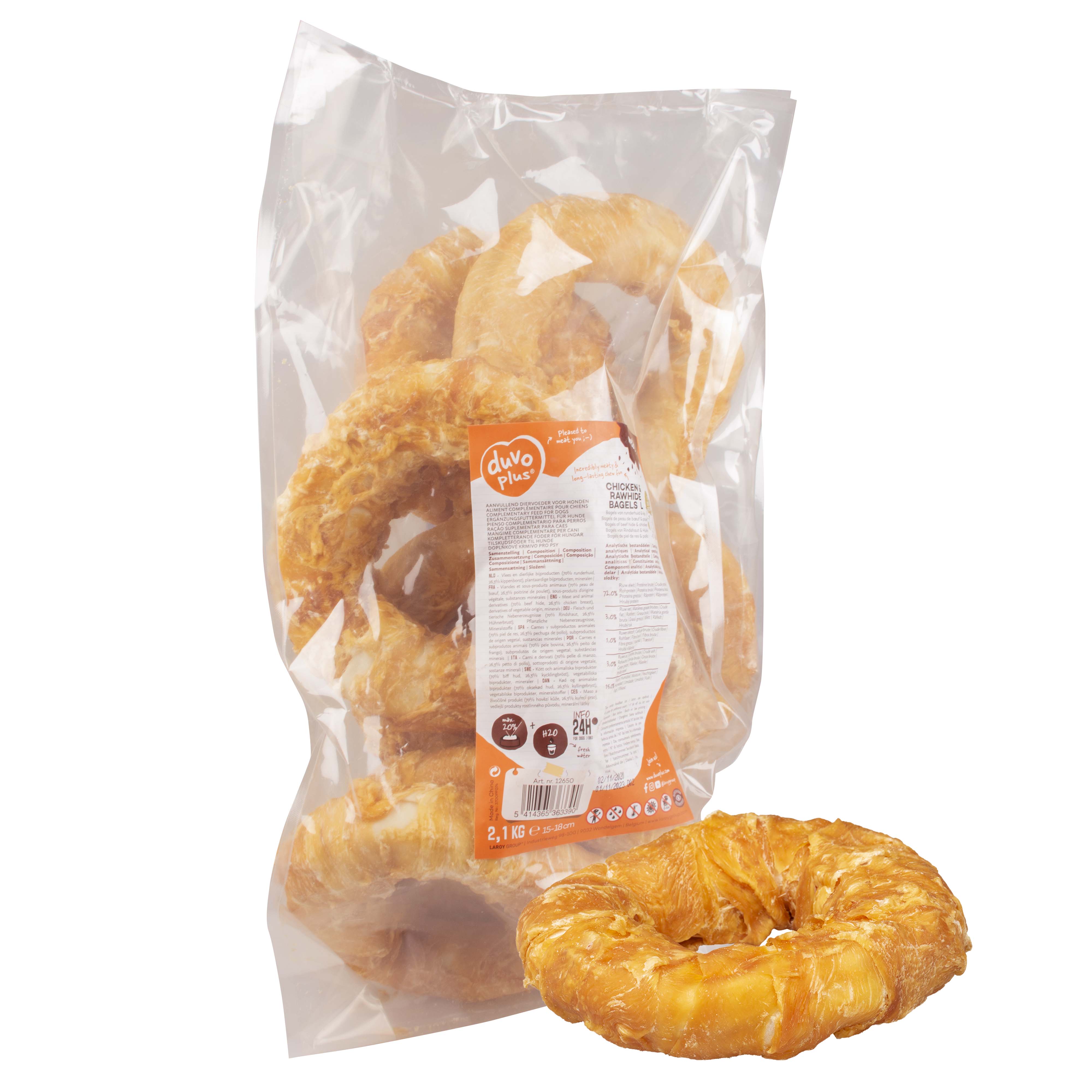 DUVO MEAT! BAGELS DE POLLO Y PIEL NATURAL T-L 15-18 CM DISPLAY