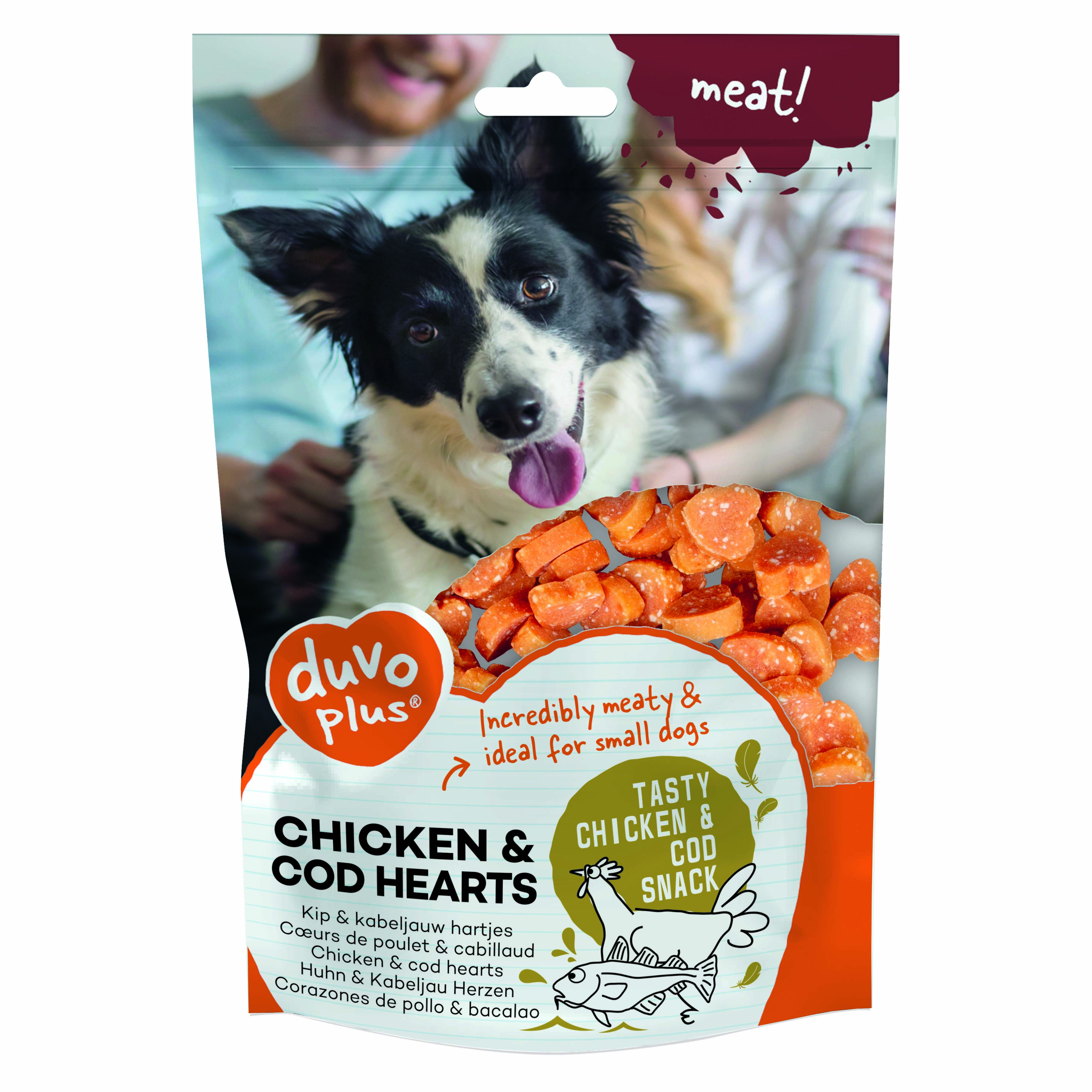 DUVO FISH! CORAZONES DE POLLO Y BACALAO 180 GR