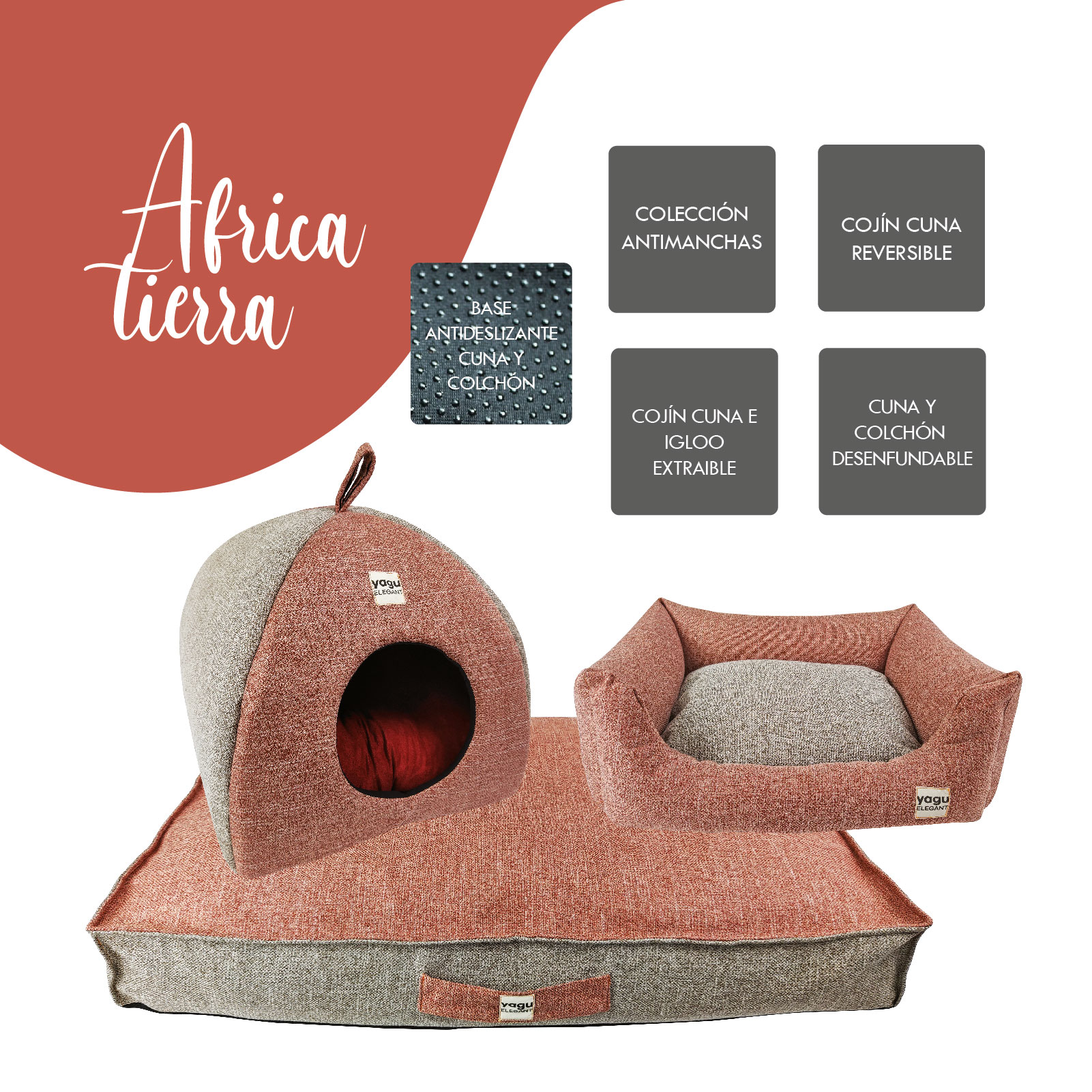 YAGU IGLOO ESPUMA AFRICA TIERRA T-1 40 x 40 x 40 CM