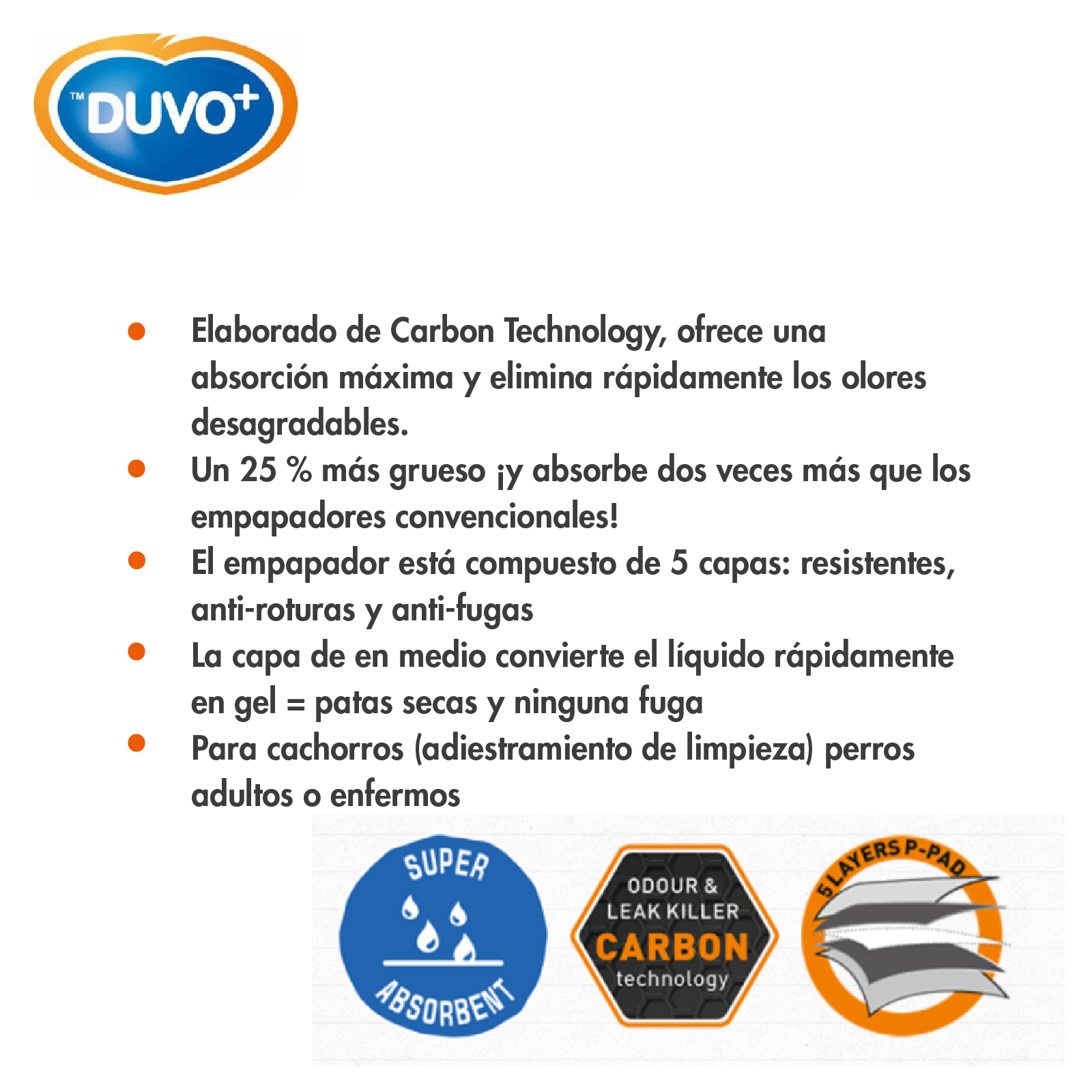 DUVO EMPAPADORES DE ORINA CARBON 30 UNI