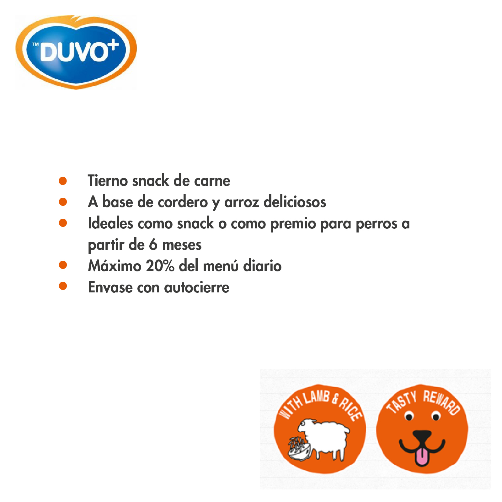 DUVO MEAT STICKS DE CORDERO Y ARROZ BOLSA 80 GR