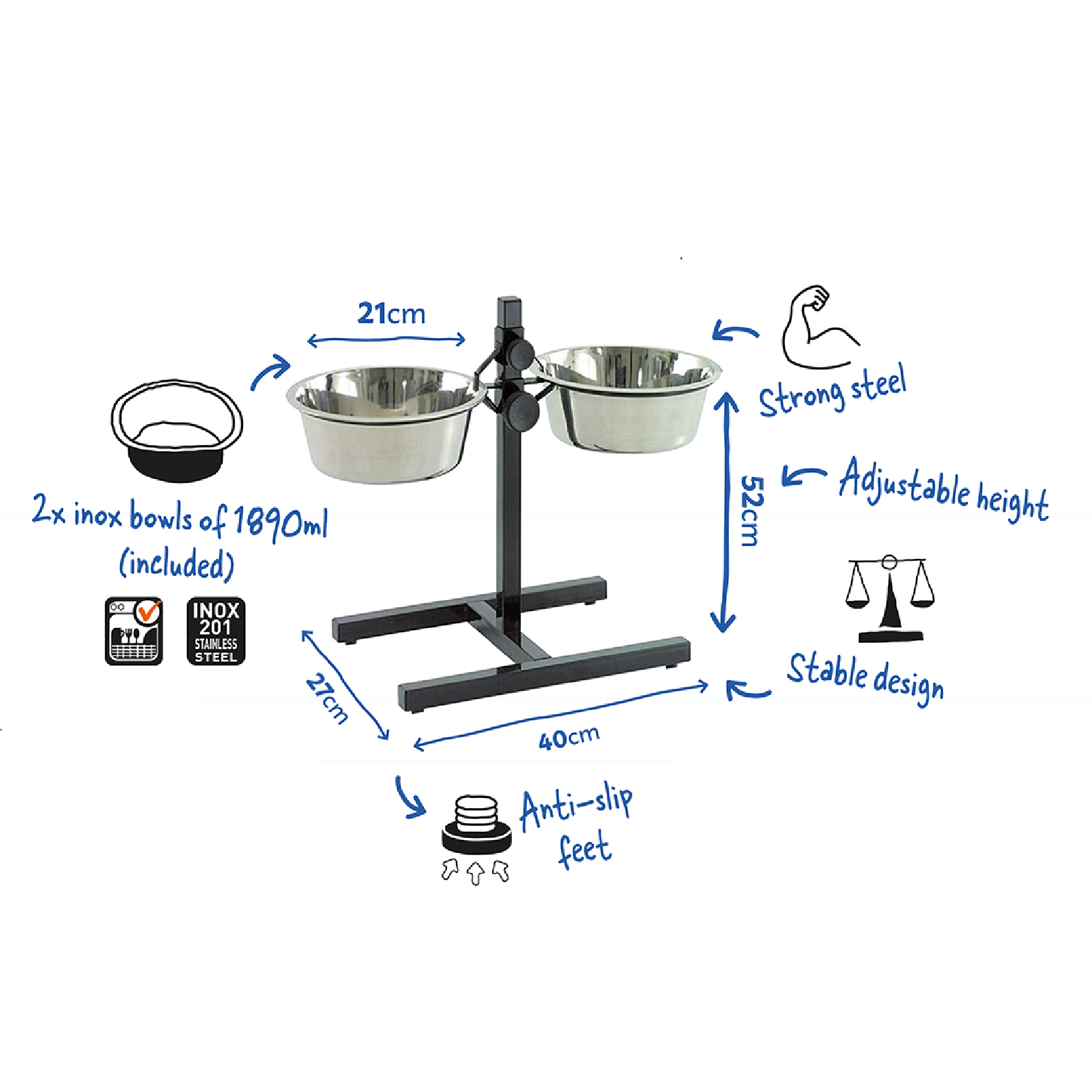 DUVO SOPORTE REGULABLE CON COMEDEROS