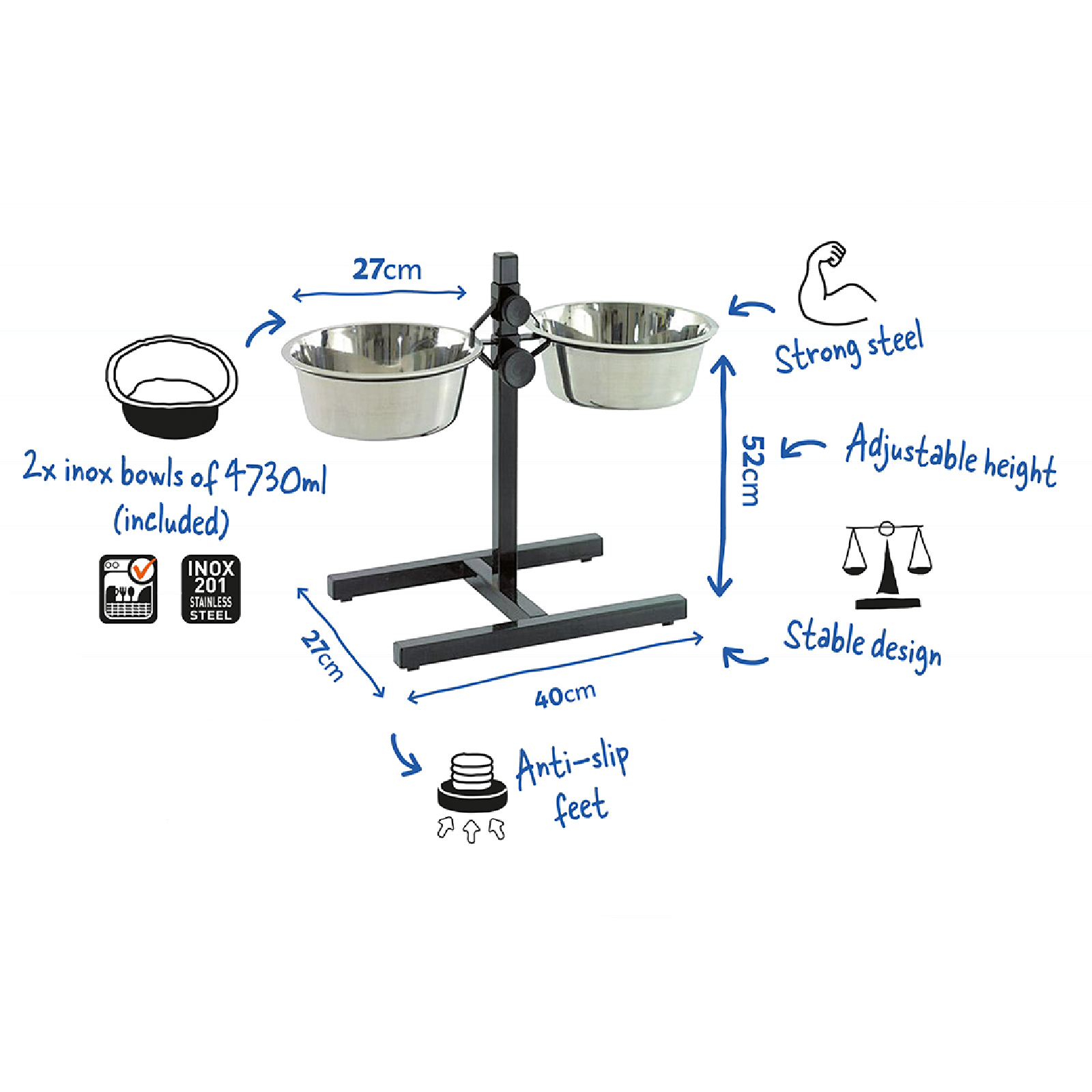 DUVO SOPORTE REGULABLE CON COMEDEROS