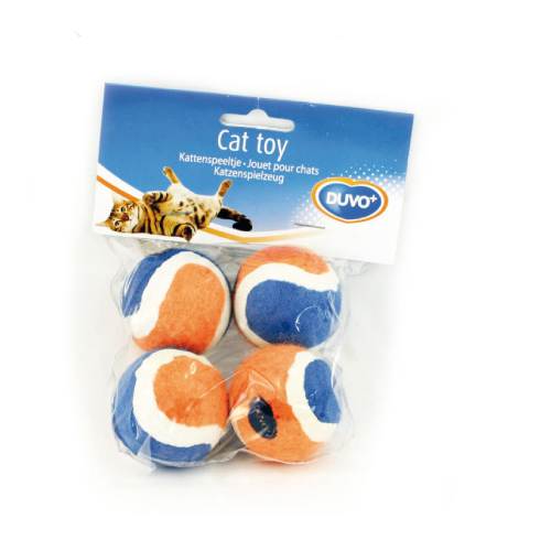 DUVO JUGUETE GATO MINI PELOTA TENIS 4 CM ( 4 UNI )