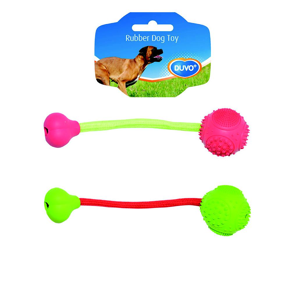 OFERTA DUVO JUGUETE PERRO CAUCHO ROLLO CON CUERDA HUESO 12 CM