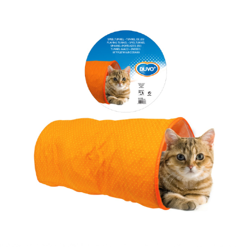 NEW DUVO TUNEL CILINDRICO PARA GATOS NARANJA 50 x 25 x 25 CM