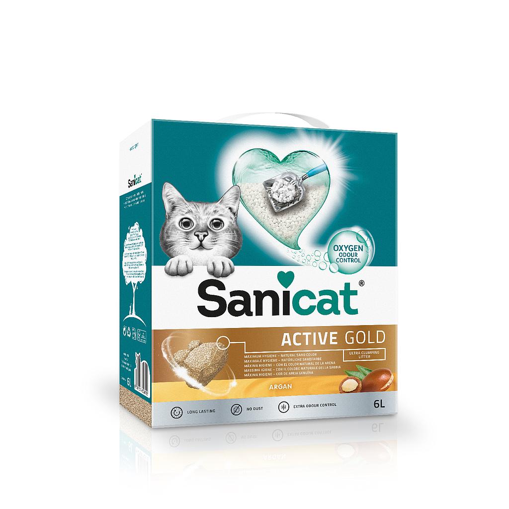 SANICAT BENTONITA AGLOMERANTE CLUMPING AROMA ACTIVE GOLD 6 LTS