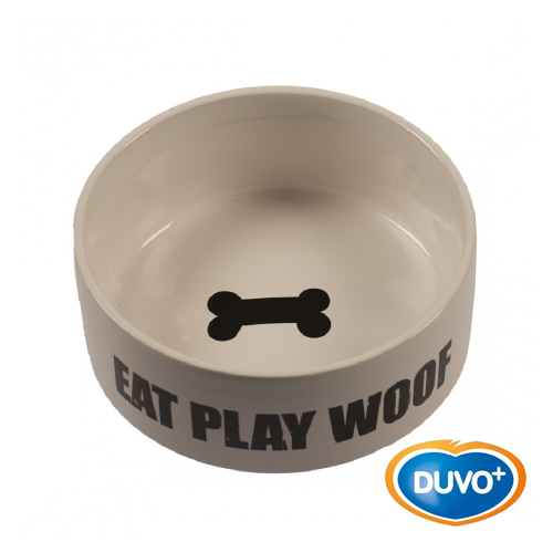 DUVO DINNER TIME COMEDERO CERAMICA EAT PLAY WOOF FDS