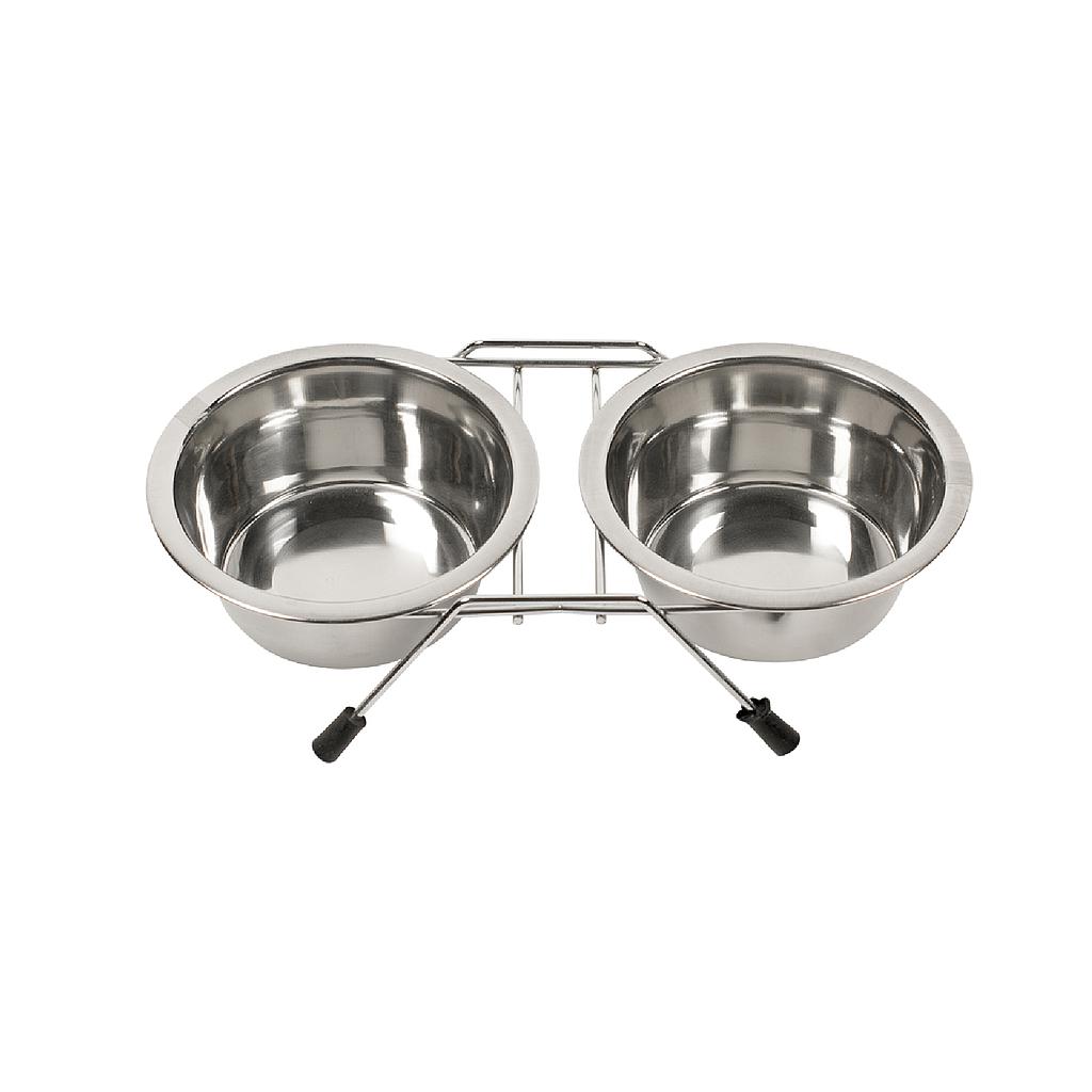 DUVO SOPORTE CON COMEDEROS ACERO