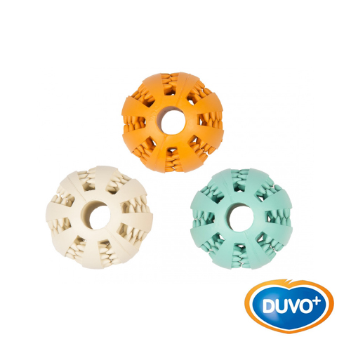 DUVO JUGUETE PERRO GOMA BOLA DENTAL CON SABOR MIX 7 CM