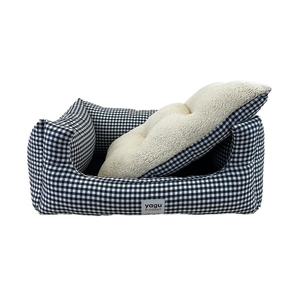 YAGU DESCANSO CUNA CONFORT VICHY NEGRO BORREGUILLO